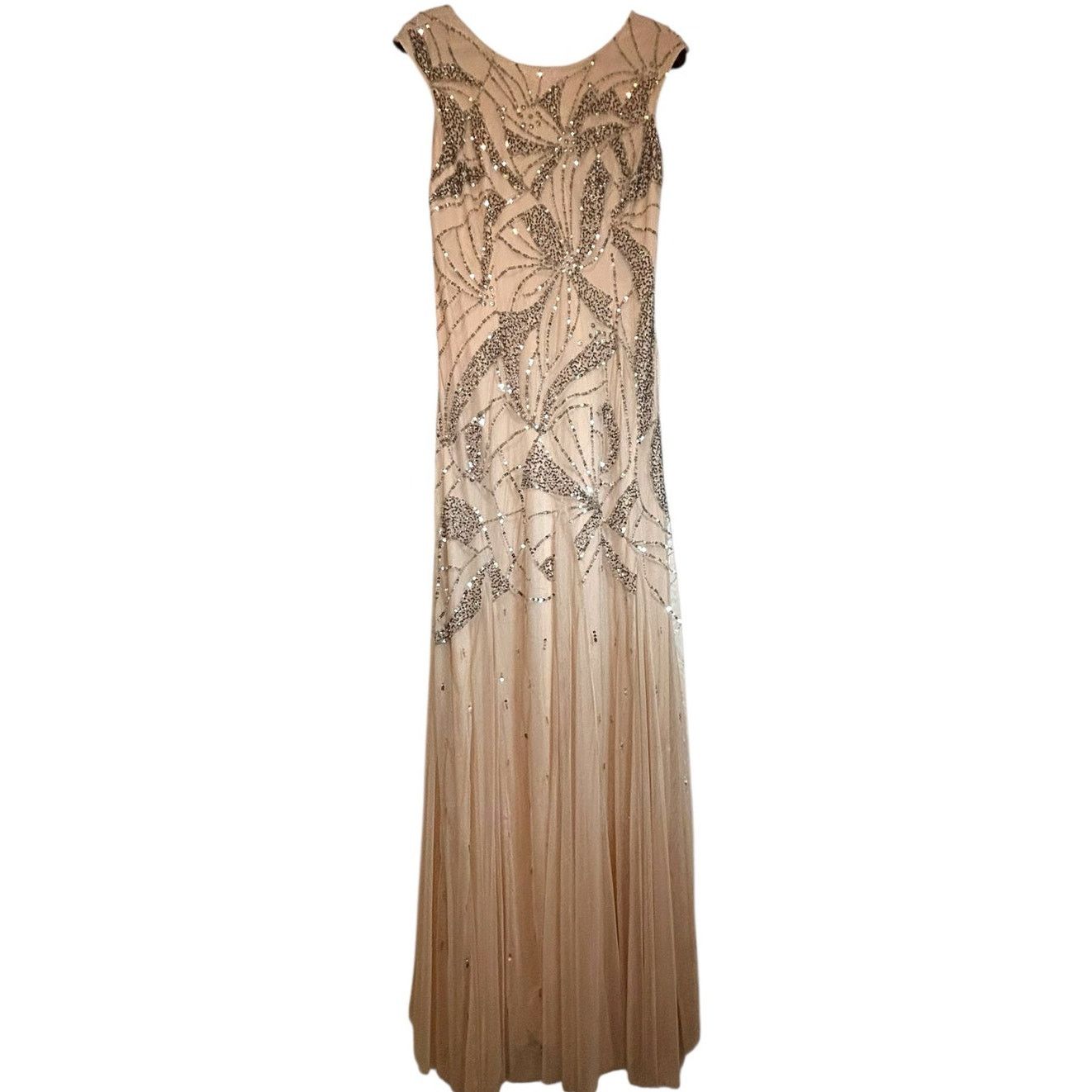 Adrianna Papell Adrianna Papell Blush Sequined Gown - Size 10 Size L / US 10 / IT 46 - 2 Thumbnail