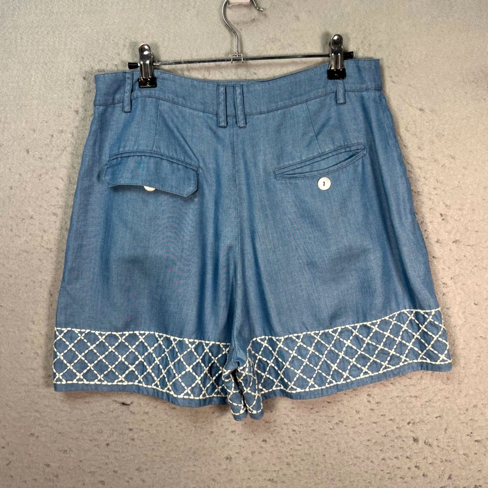 Alix Of Bohemia Alix Of Bohemia Womens Blue High-Waisted Embroidered Bermuda Shorts Size 30" / US 8 / IT 44 - 2 Thumbnail