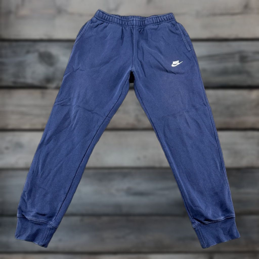 Nike Nike Pants Mens M Blue Navy Jogger Sweat Fleece Swoosh Drawstring Cotton Blend Size US 31 - 1 Thumbnail