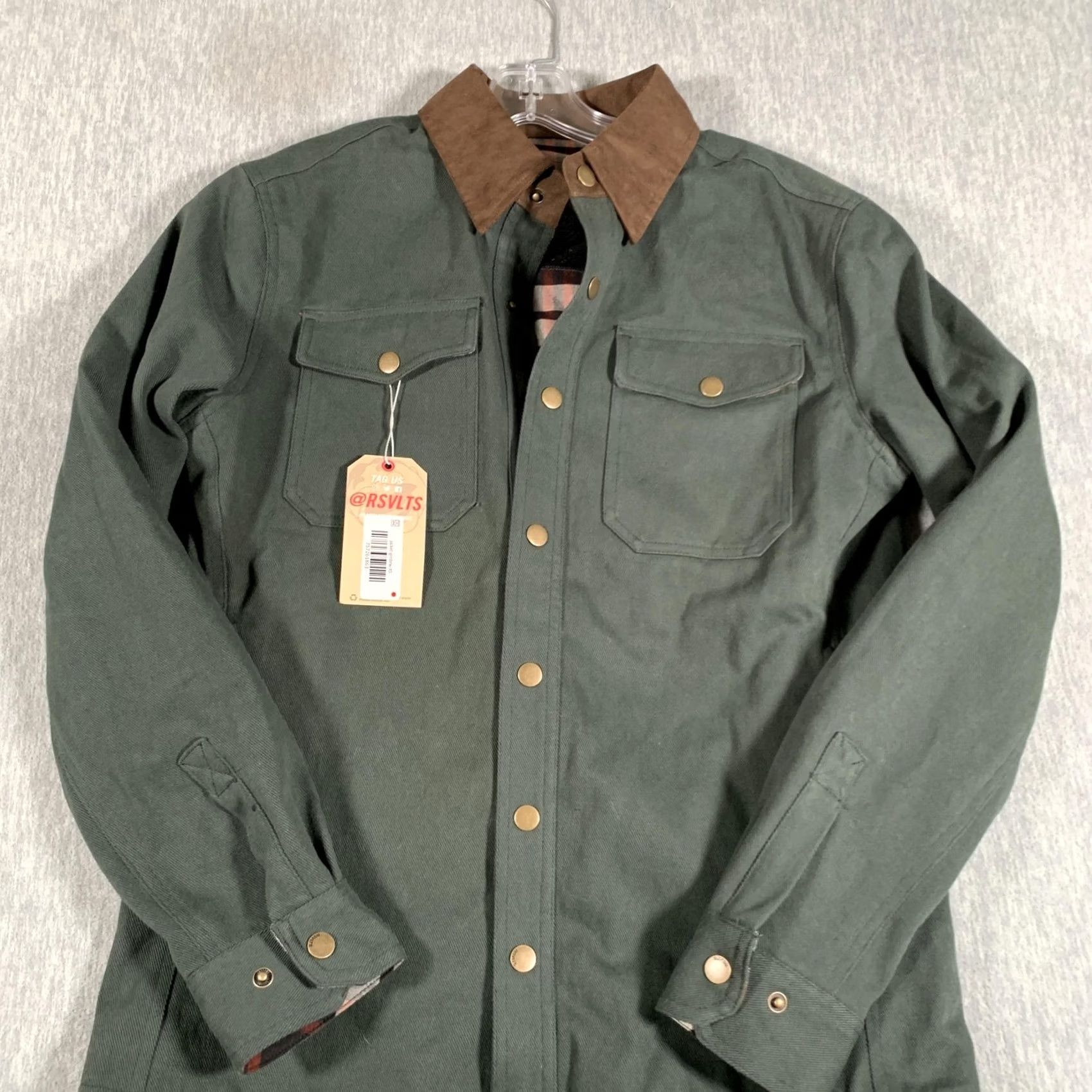 Vintage RSVLTS Roosevelts Jacket Mens XS Green Brown Flannel Lined Corduroy Collar Shirt Jacket” Size US XS / EU 42 / 0 - 2 Thumbnail