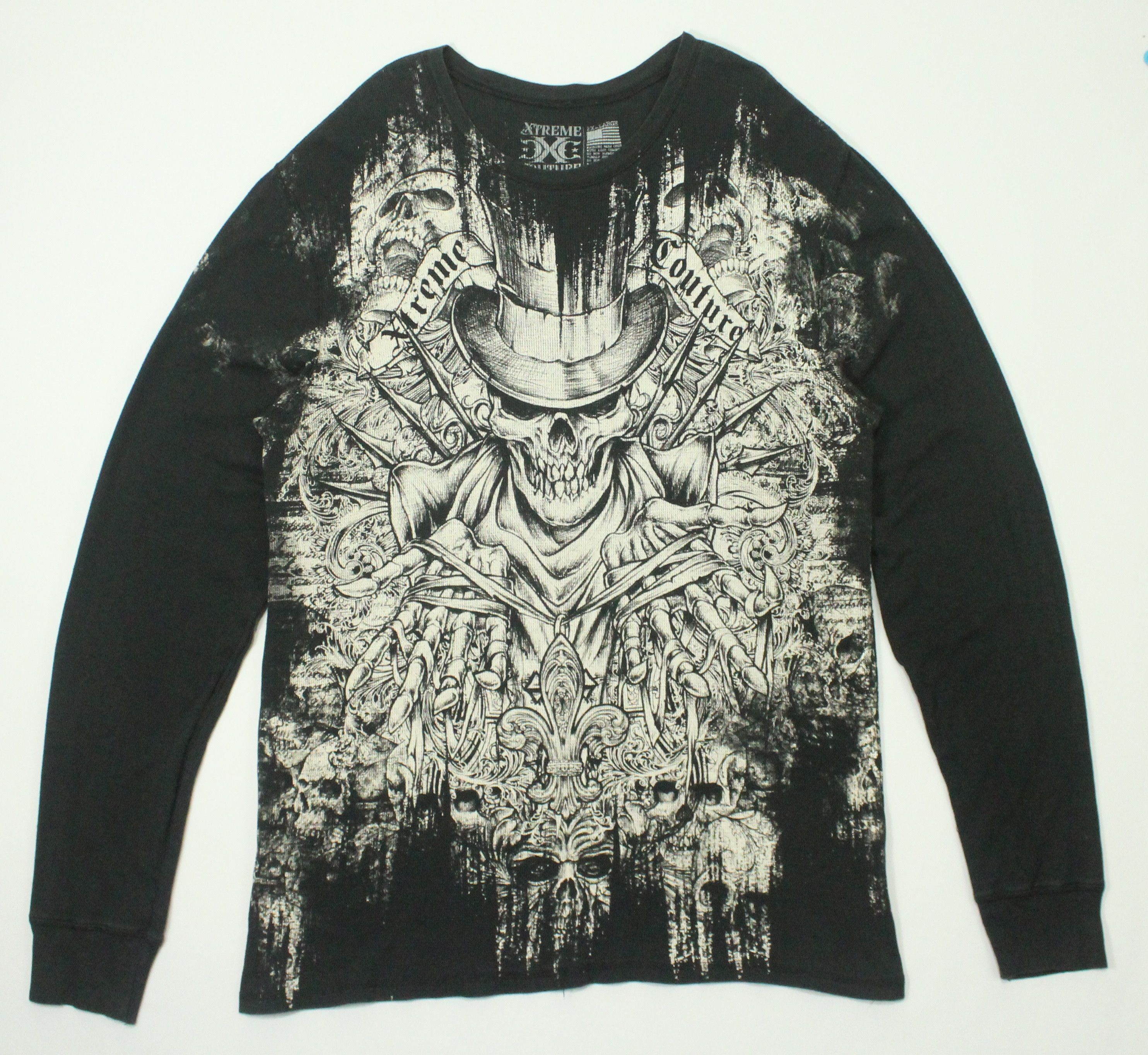 Vintage EXTREME COUTURE Shirt Skull Thermal Graphic Taatoo Size US XXL / EU 58 / 5 - 9 Thumbnail