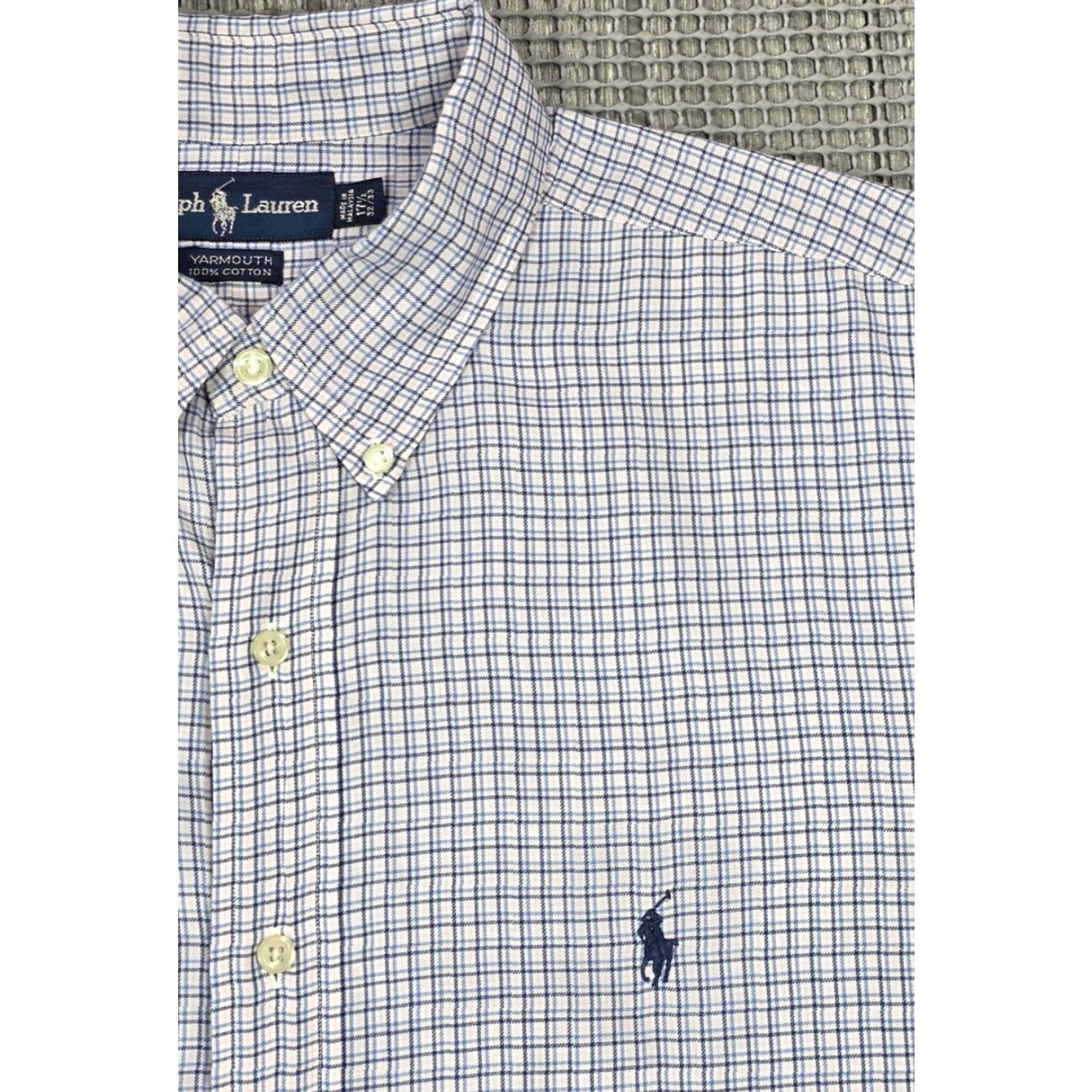 Polo Ralph Lauren VINTAGE Polo Ralph Lauren Tattersal Button Up Long Sleeve Shirt Mens 17.5-32/33 Plaid Blue White Pink OCBD 100% Cotton Size US XXL / EU 58 / 5 - 3 Thumbnail