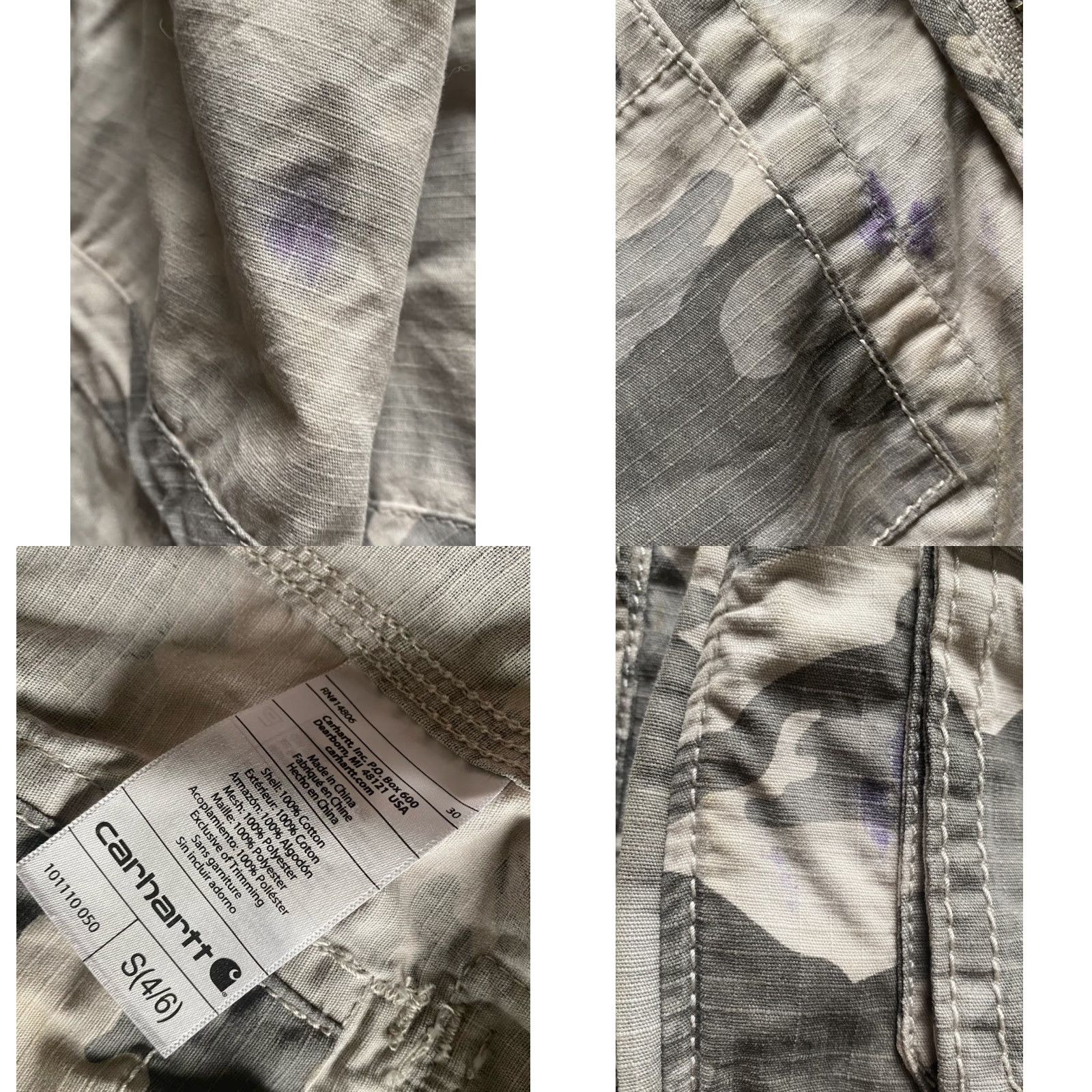 Carhartt Carhartt Vest Camouflage Utility Cotton Zip Pockets Full Zip Lightweight Casual Travel Workwear Women's Small Gray 101110 050 Flaws Wear Size S / US 4 / IT 40 - 8 Thumbnail