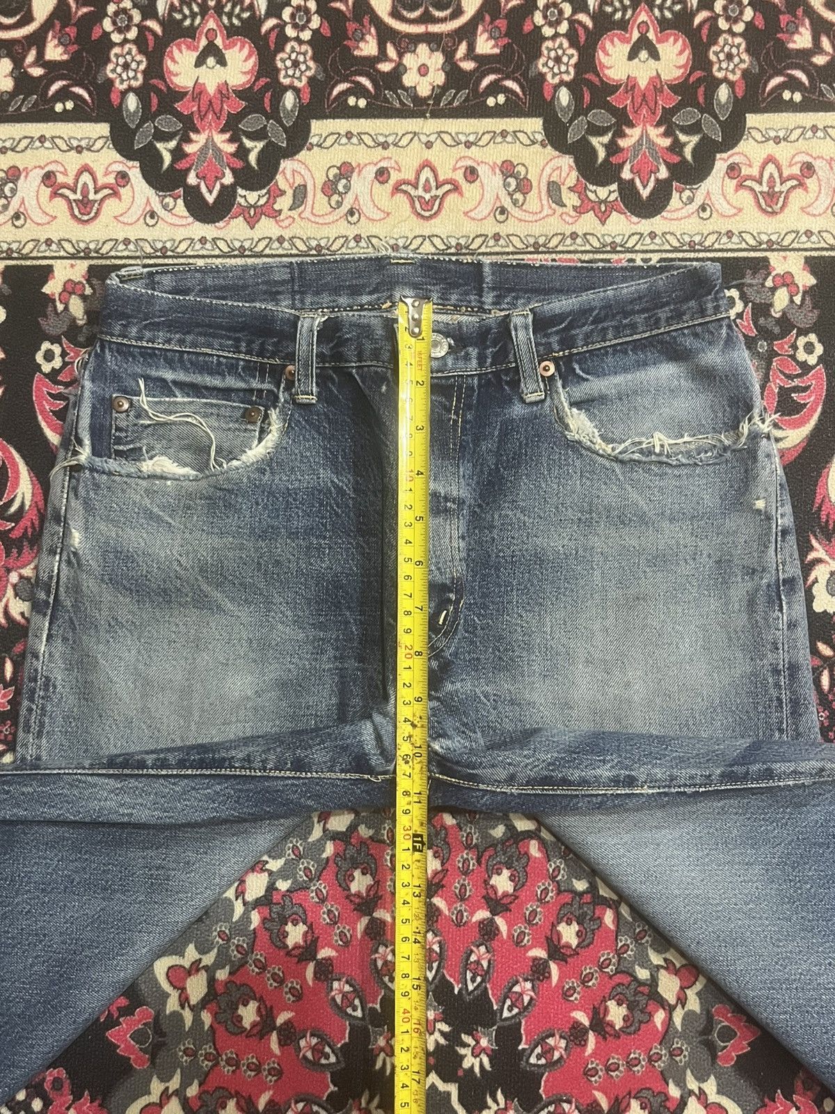 Okura Japan Okura 5 Blue Faded Washed Distressed Selvedge Jeans Size US 31 - 19 Thumbnail