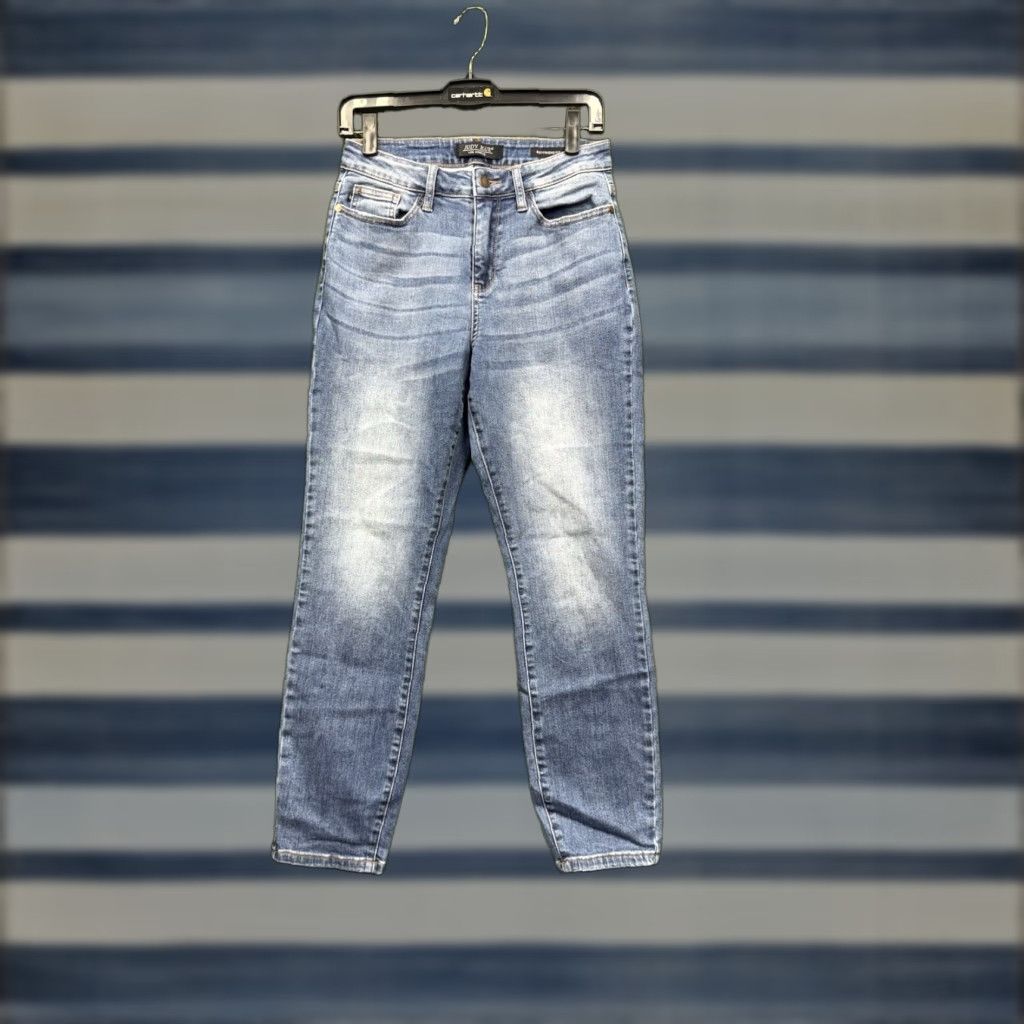 Denime Judy Blue Jeans Womens Boyfriend Fit Medium Wash Denim JB88706 5/27 Stretch Distressed Pockets Zipper Button Regular Size 27 Blue Jeans Women Womens Size 27" / US 4 / IT 40 - 1 Thumbnail