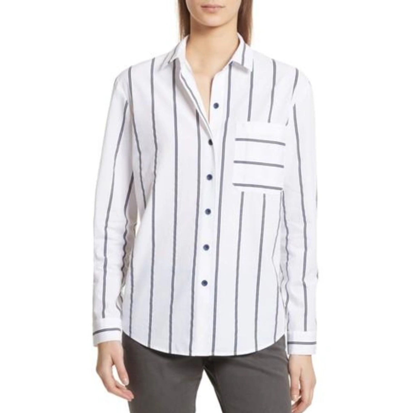 ATM ATM Anthony Thomas Melillo Railroad Stripe Boyfriend Shirt Size S / US 4 / IT 40 - 1 Thumbnail