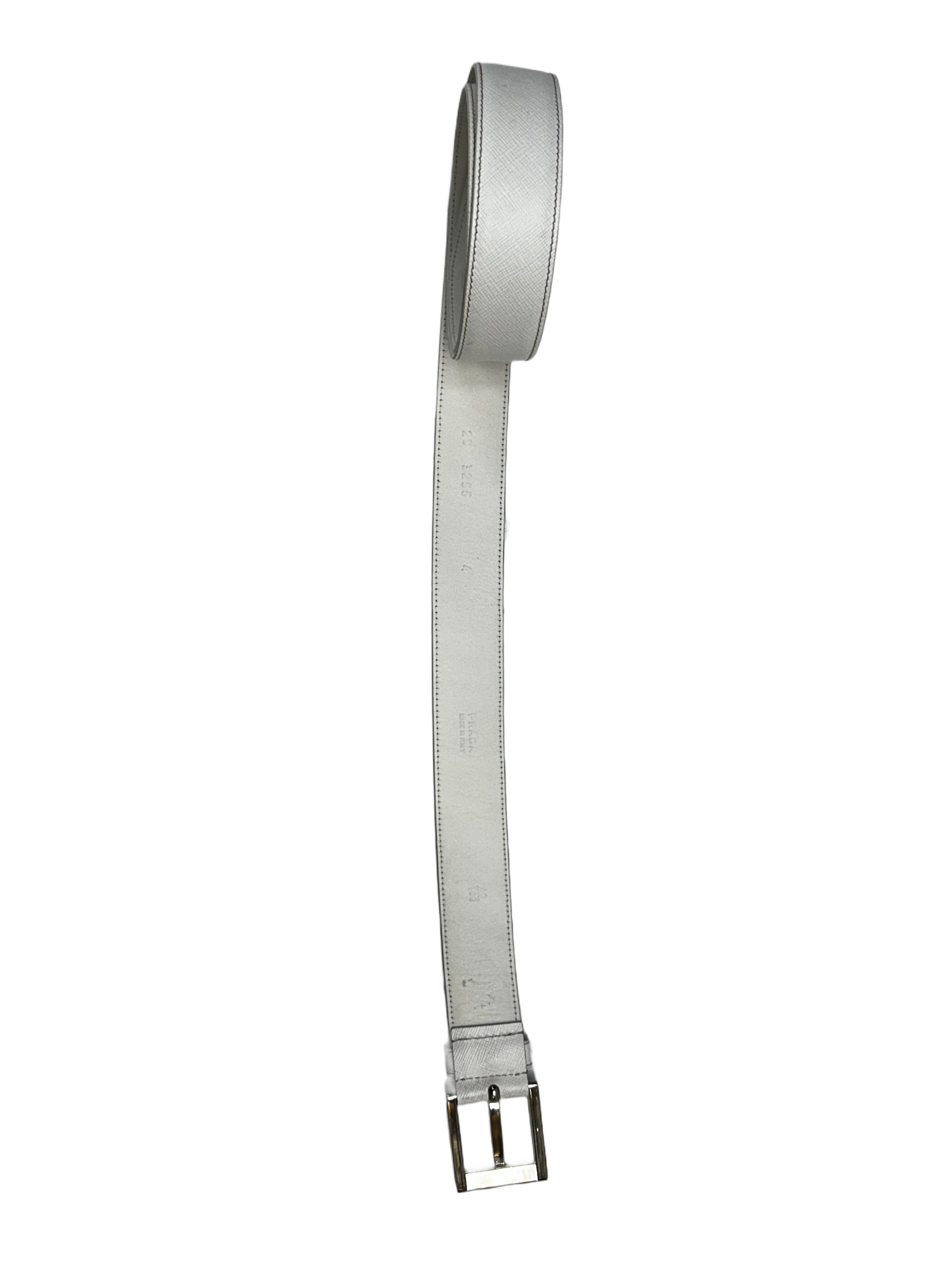 Prada Prada Off White Saffiano Leather Belt Size 30 - 3 Thumbnail