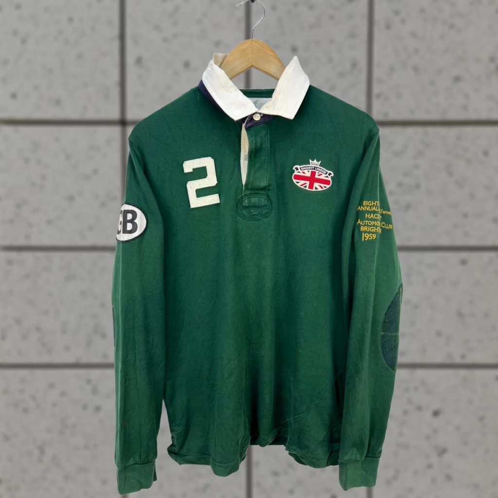 Hackett Hackett London Vintage Rugby Shirt Size M Green Long Sleeve Collared Buttoned Mens Vintage Rugby Shirt Size US M / EU 48-50 / 2 - 1 Thumbnail