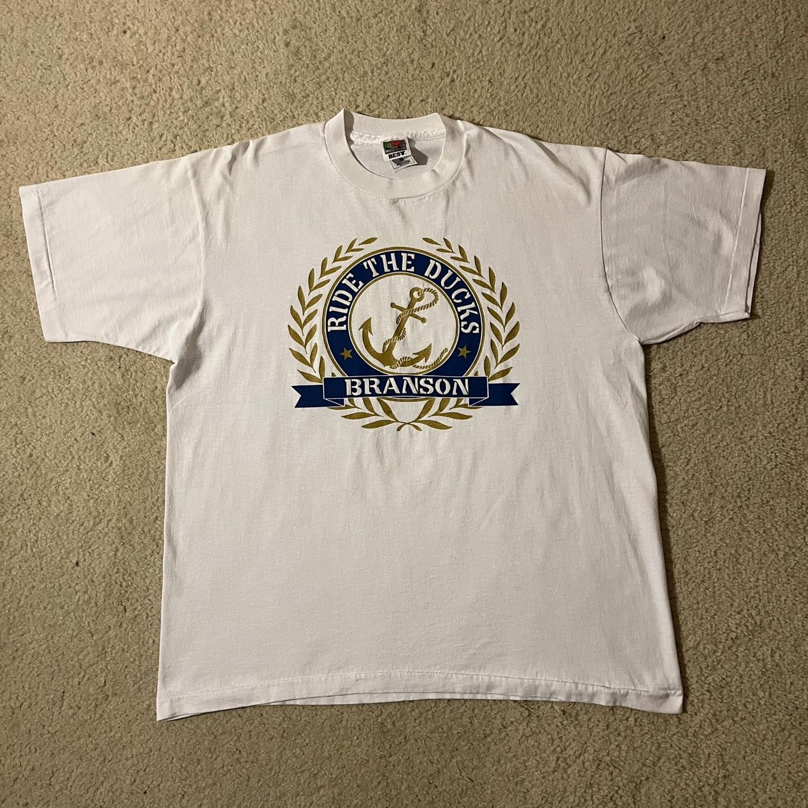 Fruit Of The Loom VTG 90s Ride the Ducks Branson WHT Single Stitch Graphic Tee Size US XL / EU 56 / 4 - 1 Thumbnail