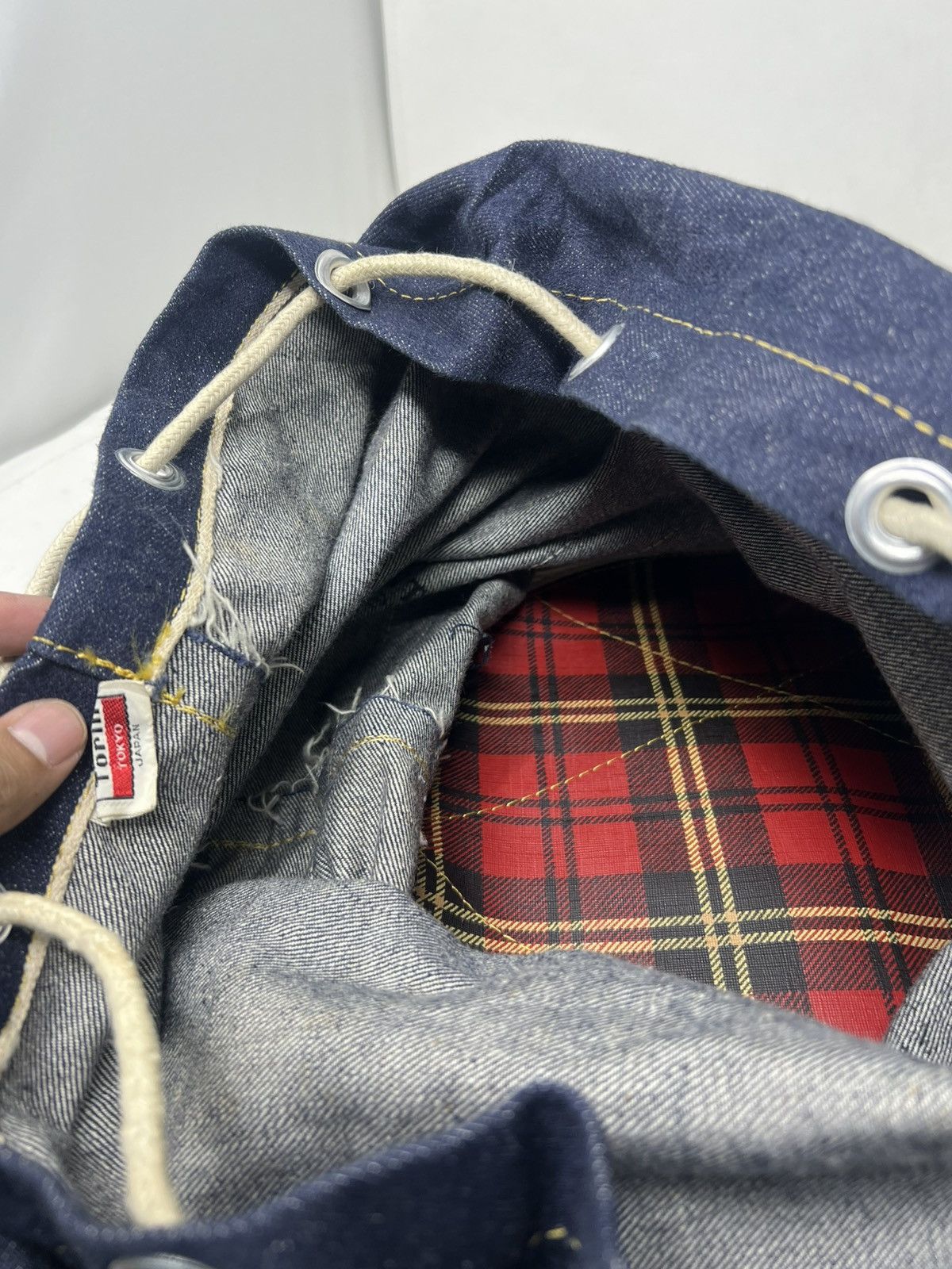 Japanese Brand Vintage Canton X-West Denim Drawstring Bucket Size ONE SIZE - 17 Thumbnail