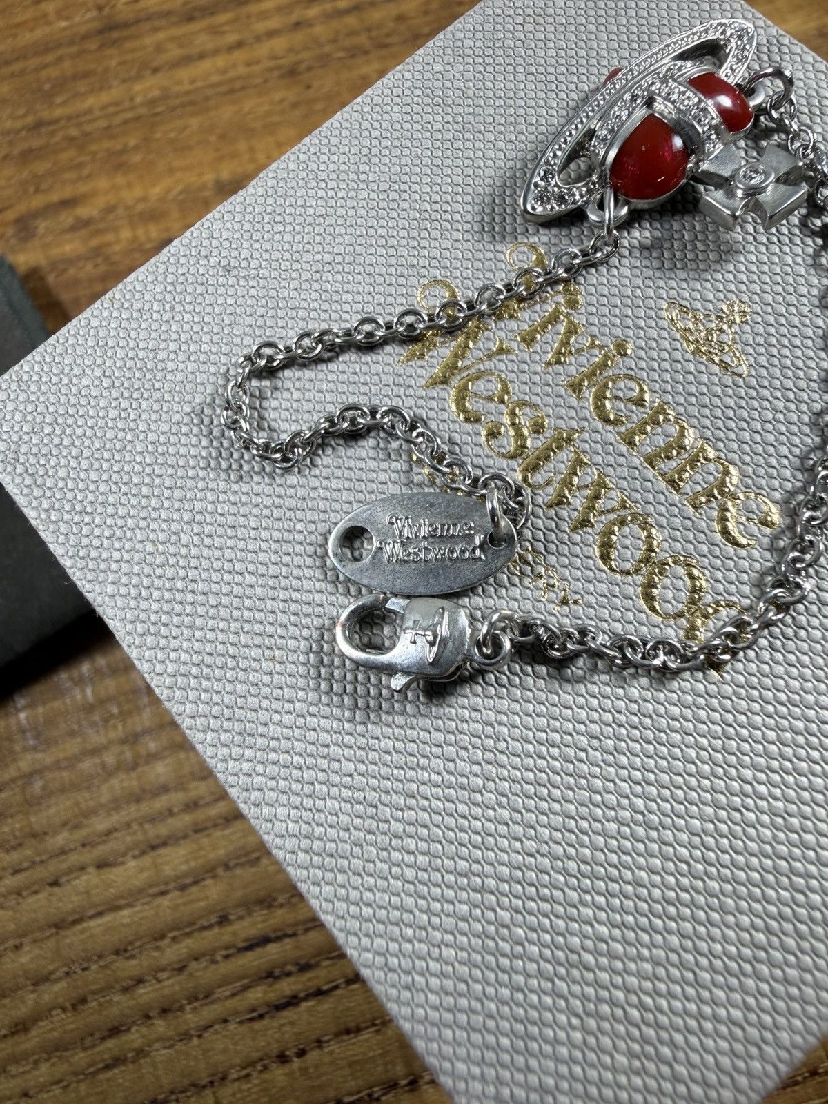 Vivienne Westwood Vivienne Westwood Diamante Heart Pendant Bracelet In Silver Size ONE SIZE - 6 Thumbnail