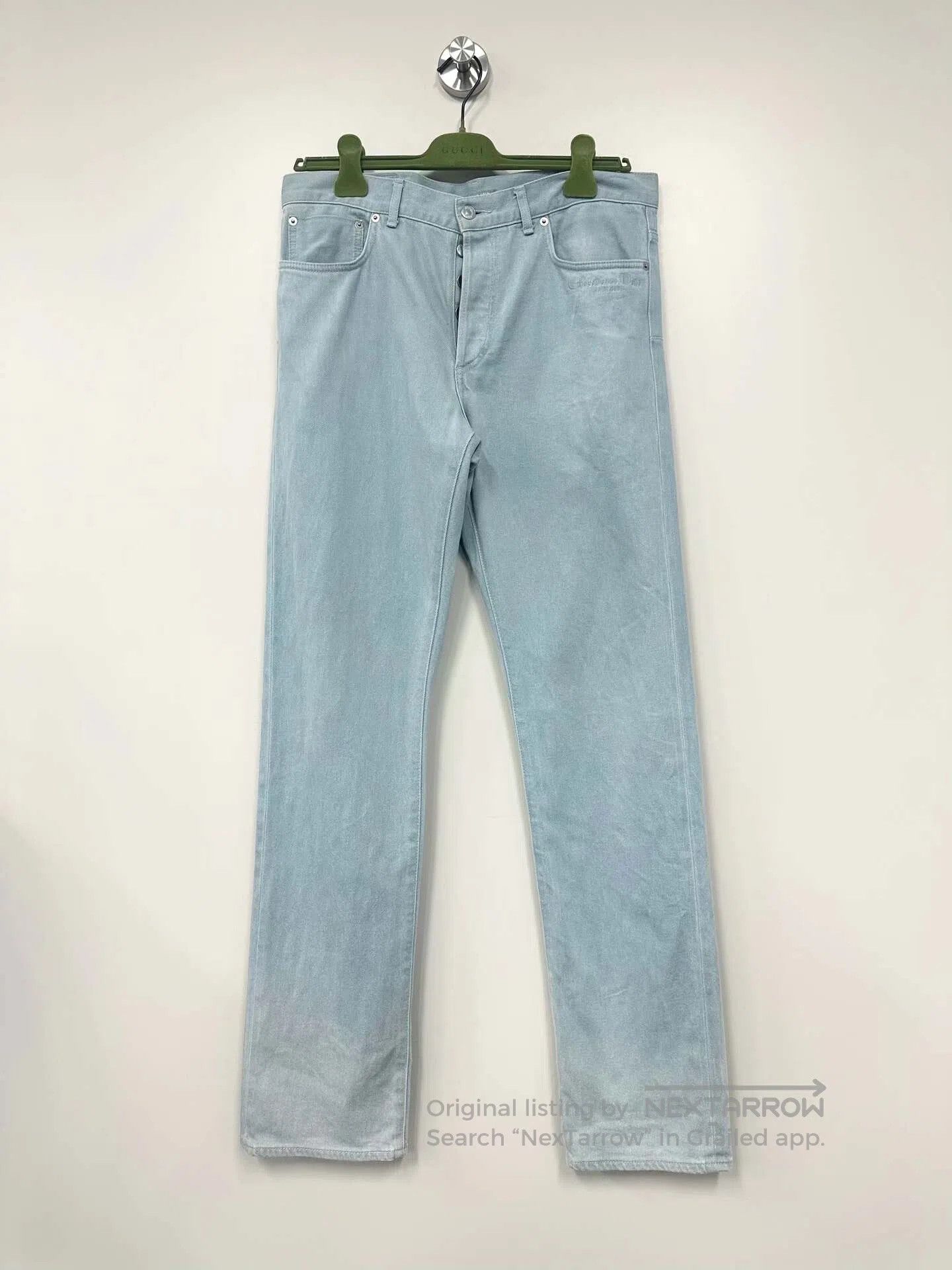 Dior Dior Slogan Embroidered Letter Logo Denim Long Pants| Size US 33 - 1 Thumbnail