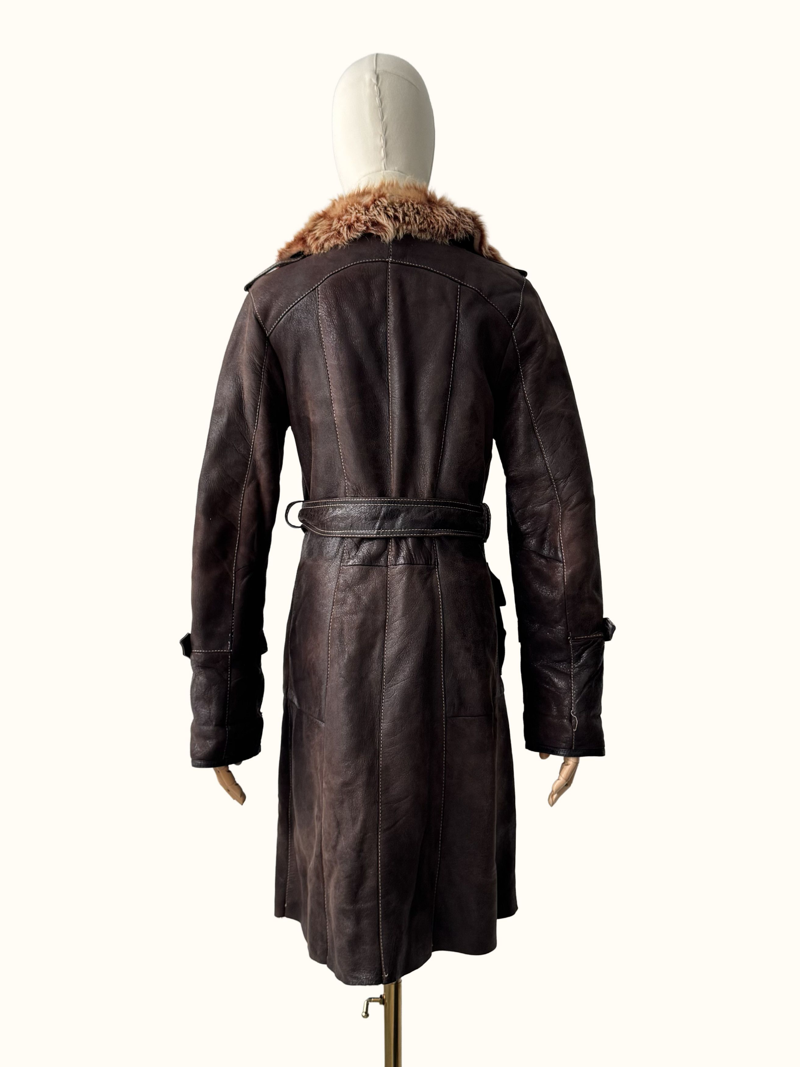 Vintage Vintage Real Sheepskin Coat With Belt (B250)D15E2 Size XS / US 0-2 / IT 36-38 - 4 Thumbnail