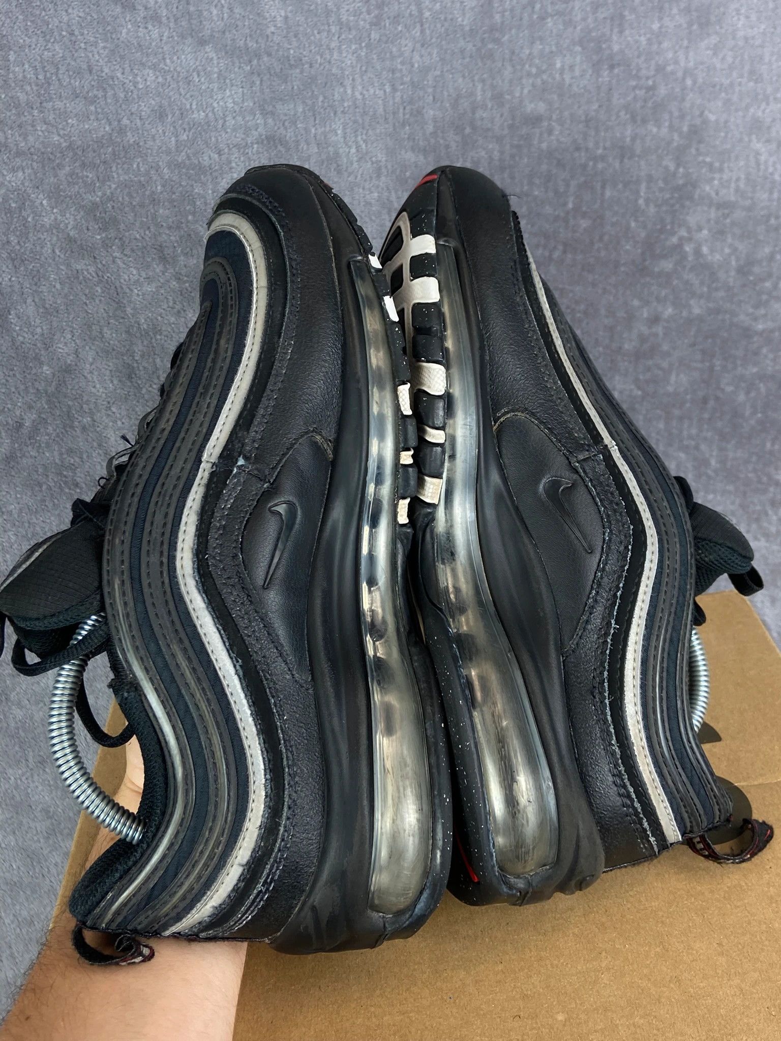 Nike Nike Air Max 97 black sneakers with red swoosh c Size US 6 / EU 39 - 9 Thumbnail