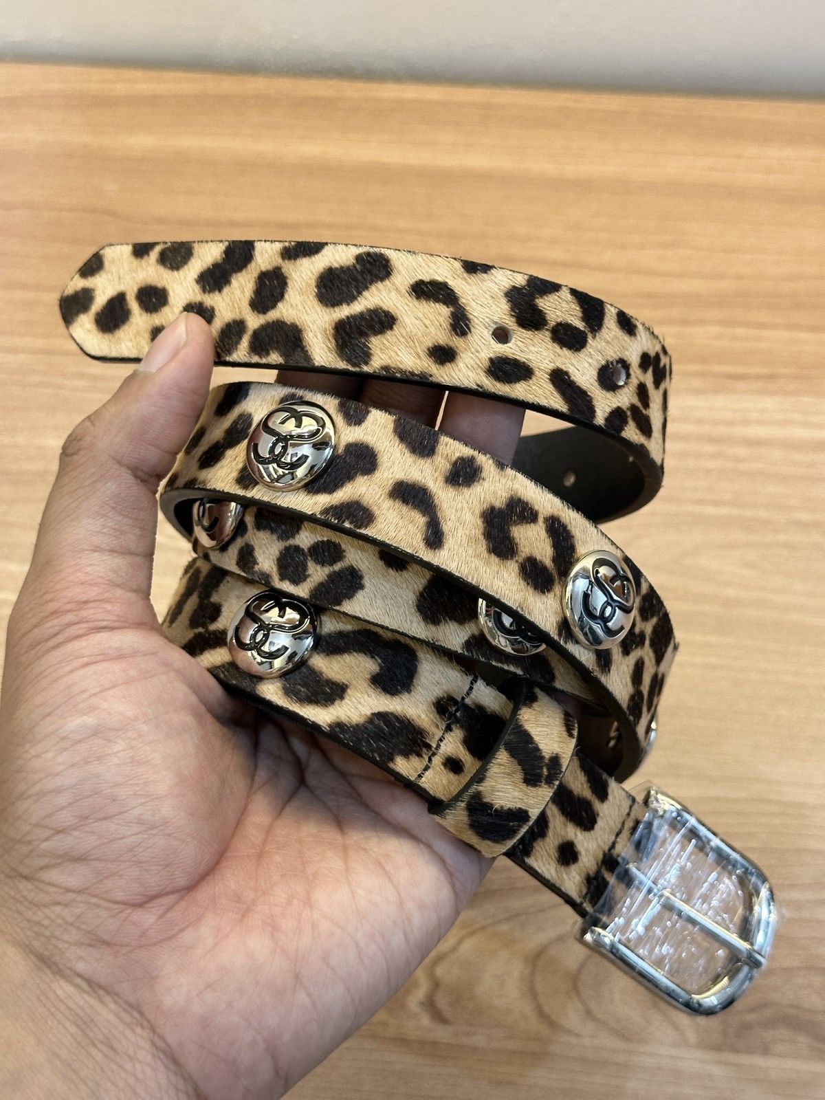 Stussy Stussy SS Link Studded Belt Hairy Cheetah Print | Grailed
