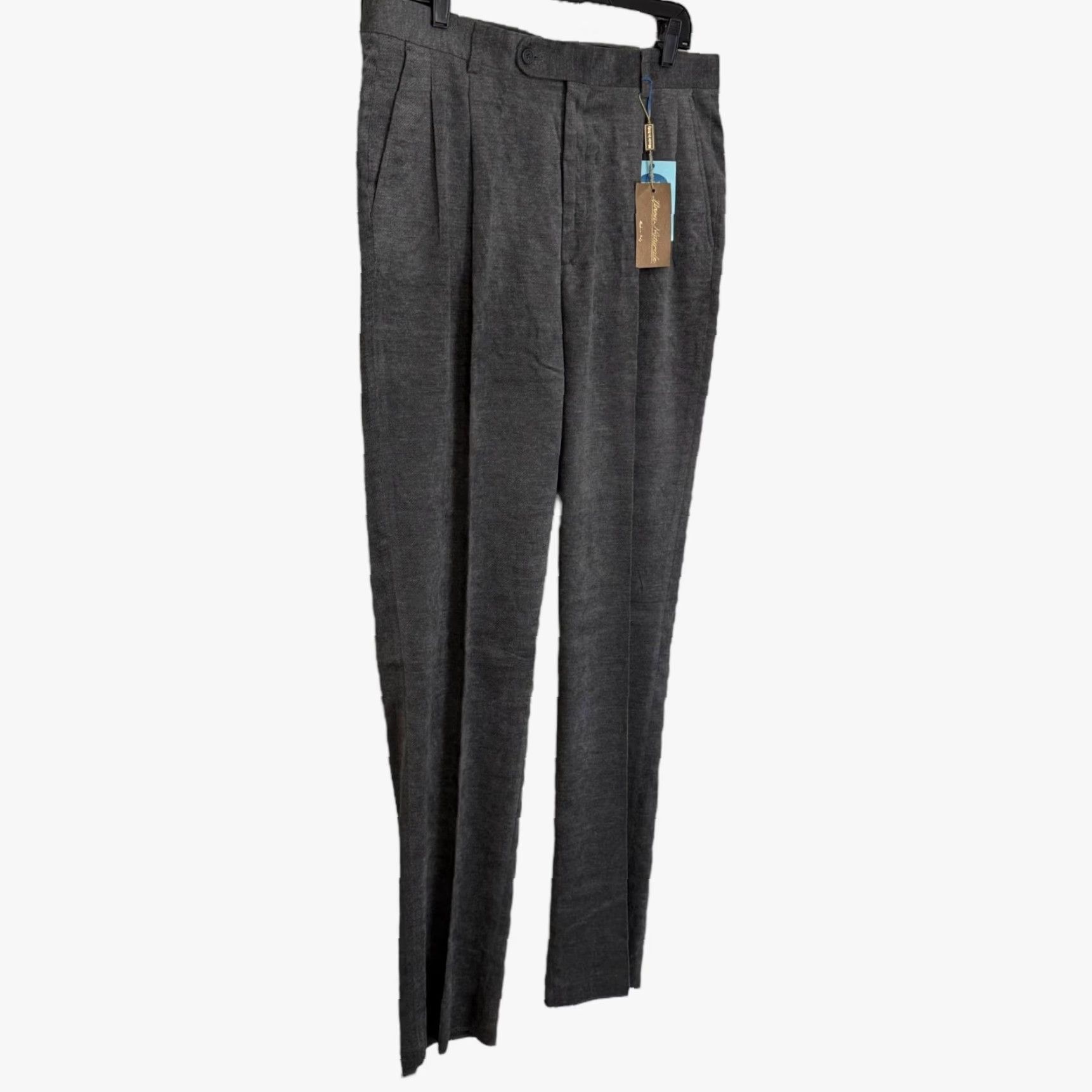 Vintage Linea Naturale Italian Water-Resistant Pleated Dress Pants Gray 34R Mens Regular Inseam 38in New Fall Spring Winter Size US 34 / EU 50 - 3 Thumbnail