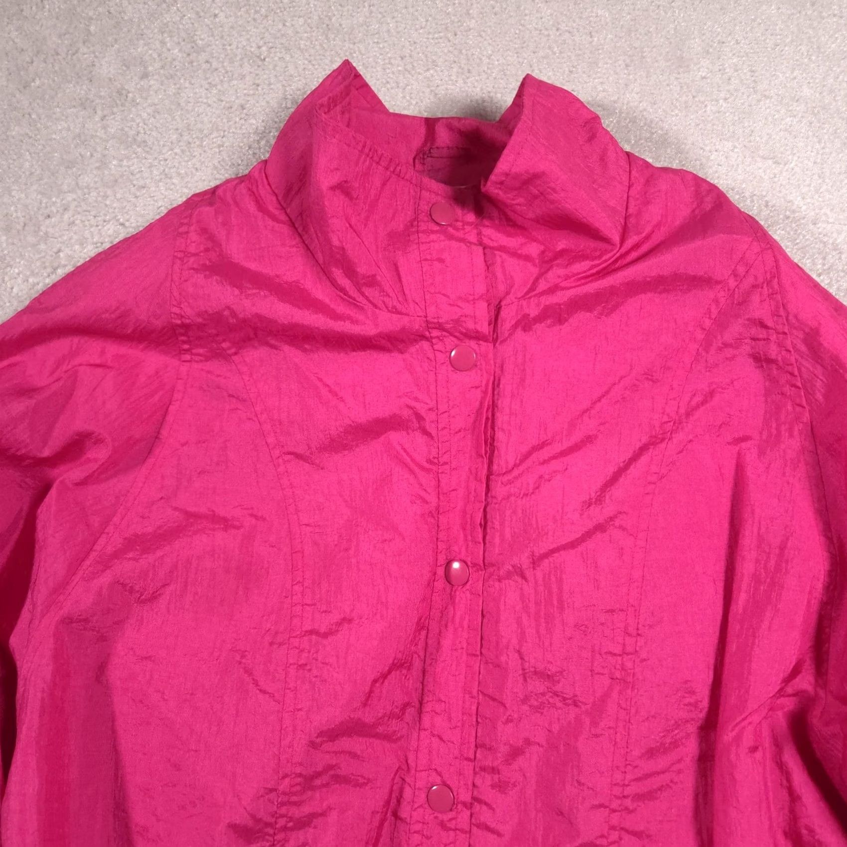 Pinko VINTAGE Dani Colby Jacket Womens Large Pink Snap Front Windbreaker Lightweight Jacket Size L / US 10 / IT 46 - 3 Thumbnail