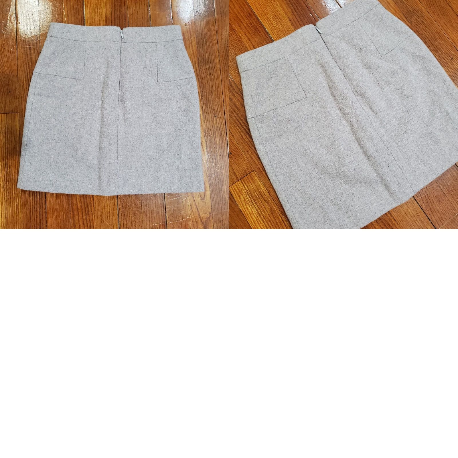J.Crew J.CREW Skirt Womens 0 Gray Pencil Wool Polyester Short Zip Slit Twill Dry Clean Only Vintage No Size 25" / US 0 / IT 36 - 8 Thumbnail