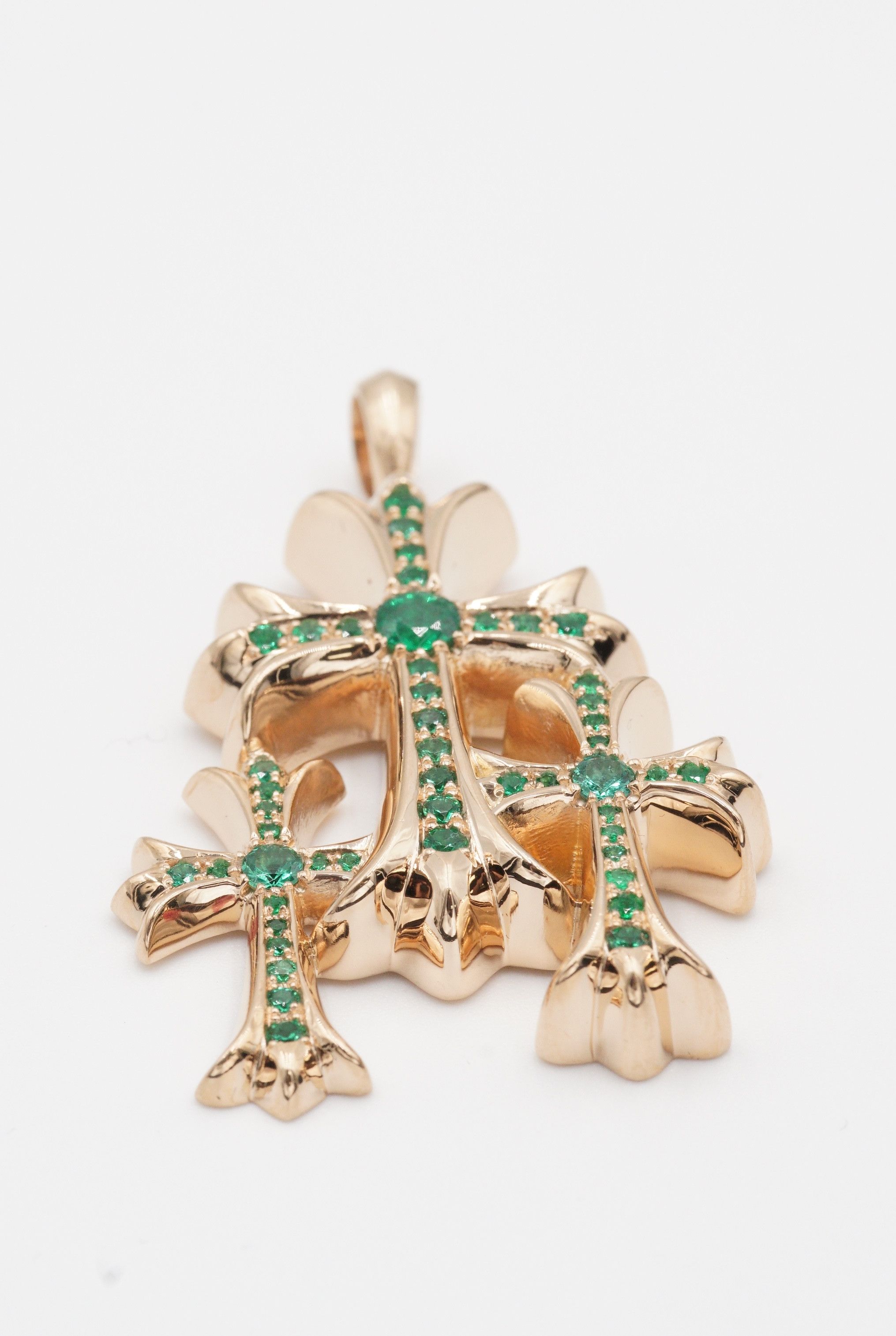 Chrome Hearts Chrome Hearts 22k Emerald Triple Cross Pendant Size ONE SIZE - 8 Thumbnail
