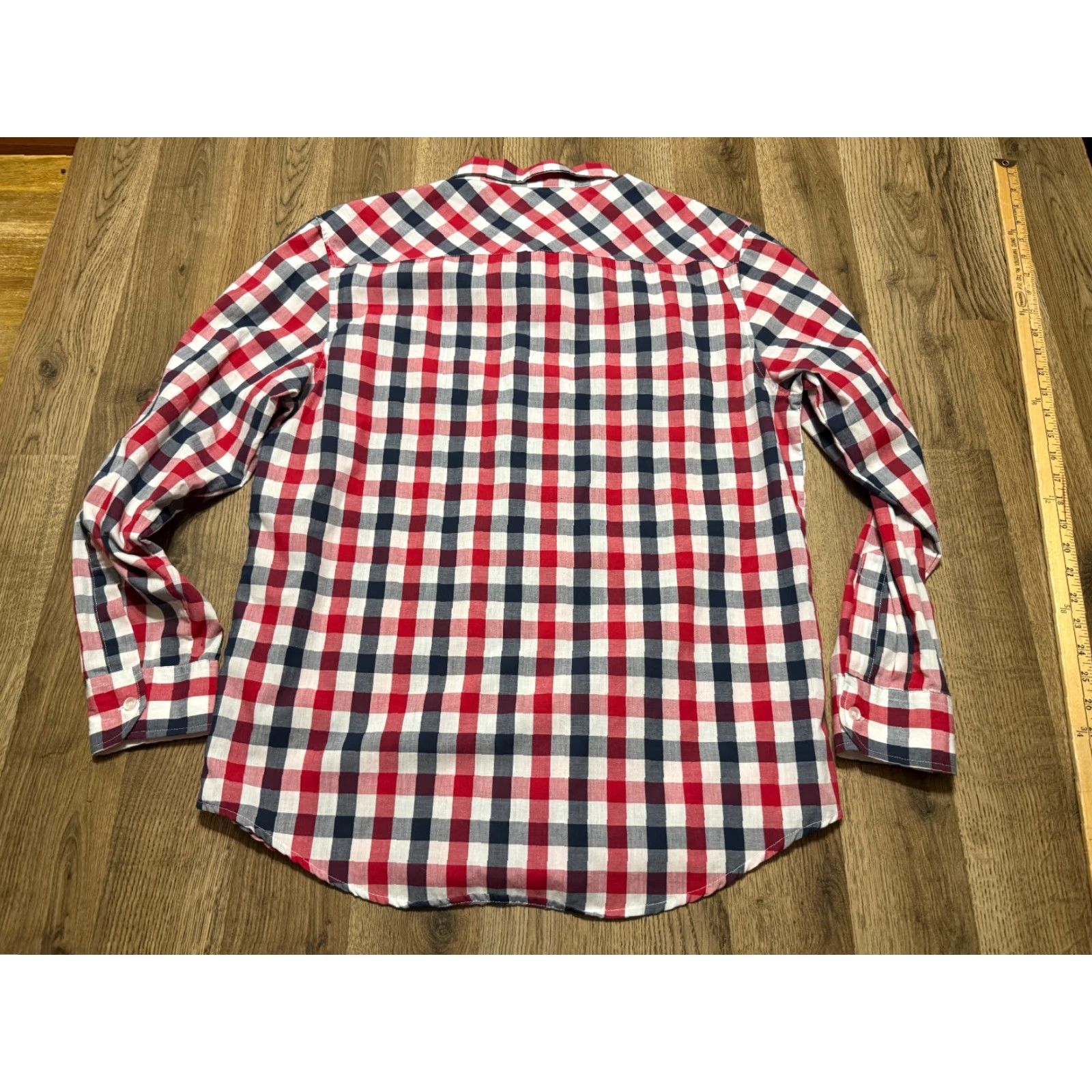 Vintage Straightfaded Shirt Mens Large Red White Blue Plaid Long Sleeve Button Up Size US L / EU 52-54 / 3 - 2 Thumbnail