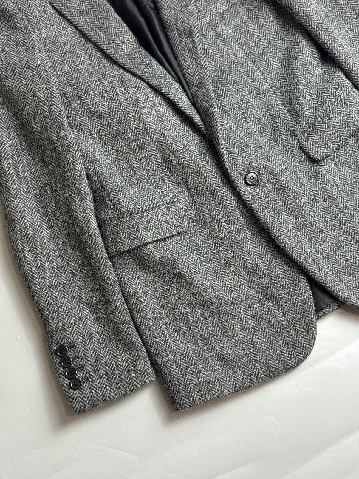 Hedi Slimane × Saint Laurent Paris Saint Laurent Wool Tweed Herringbone 1B Tailored Jacket Size 36R - 6 Thumbnail