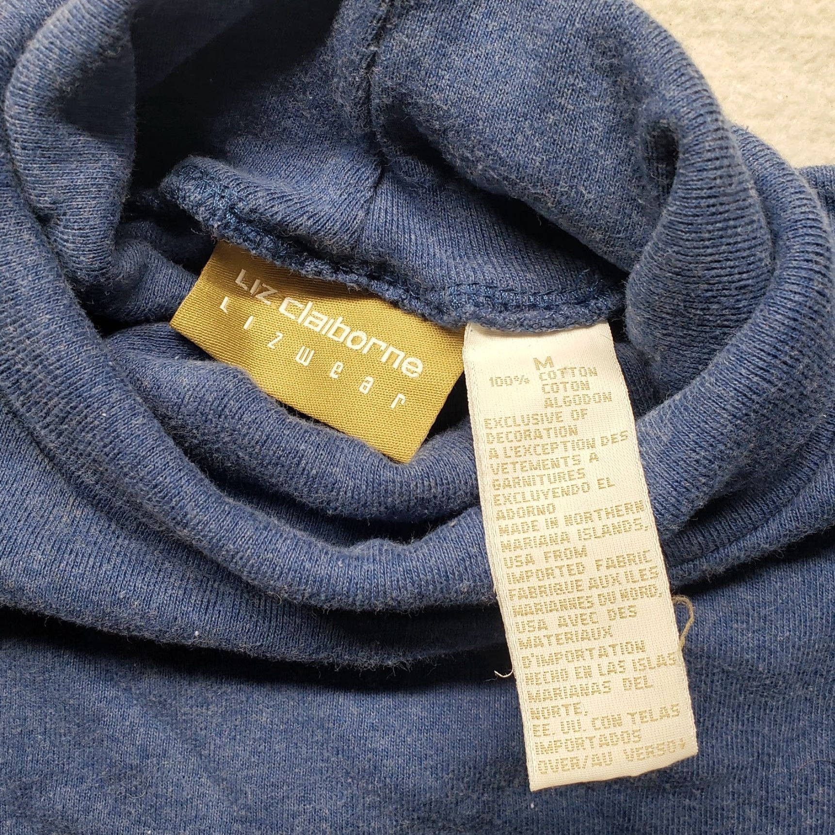 Liz Claiborne Liz Claiborne Collection Sweater Women's Size M Blue Mock Turtle Neck Size M / US 6-8 / IT 42-44 - 2 Thumbnail