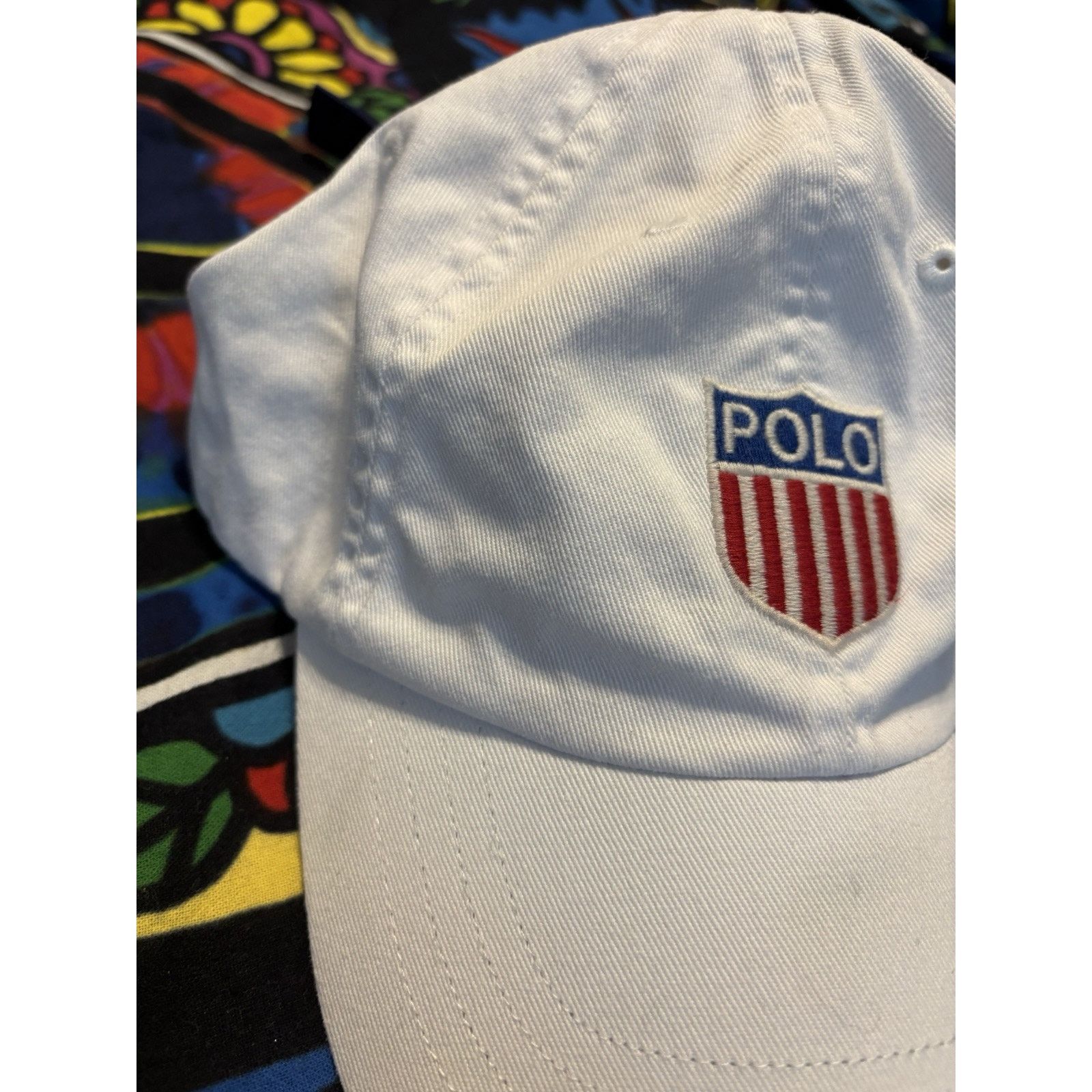Vintage Flawed white polo ralph lauren shield spellout hat dad hat Size ONE SIZE - 5 Thumbnail