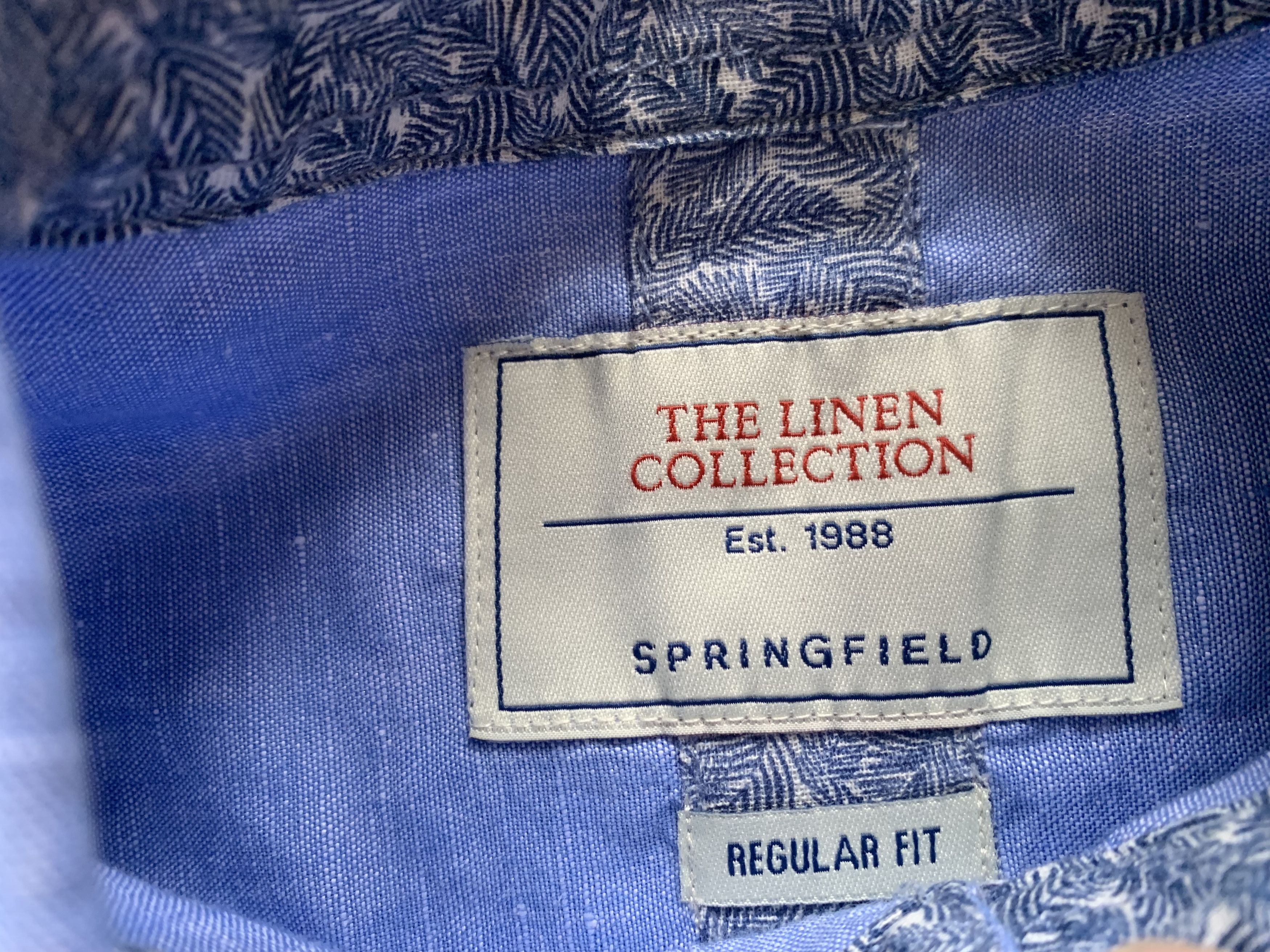 Springfield Springfield Linen Light Blue Short Sleeve Shirt Size US S / EU 44-46 / 1 - 5 Thumbnail
