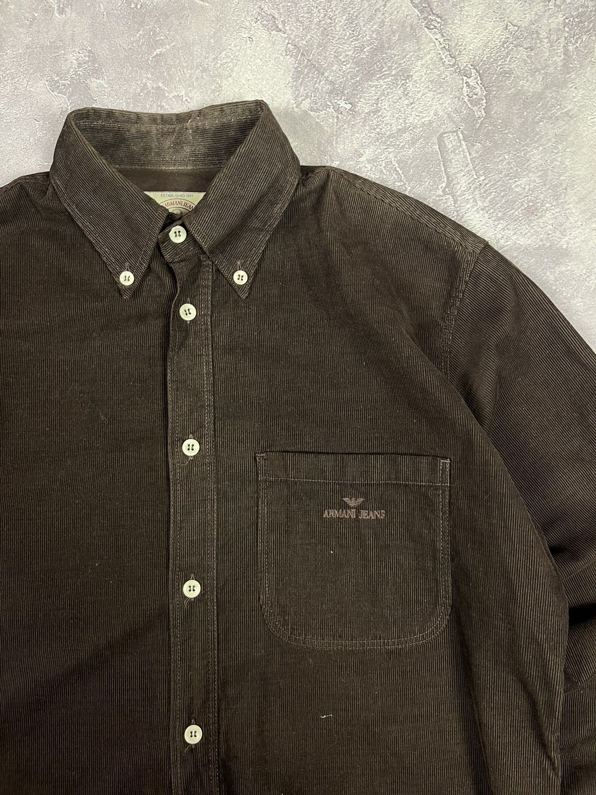 Armani Vintage 90s Armani Jeans Corduroy shirt Longsleeve Logo Embr Size US S / EU 44-46 / 1 - 2 Thumbnail