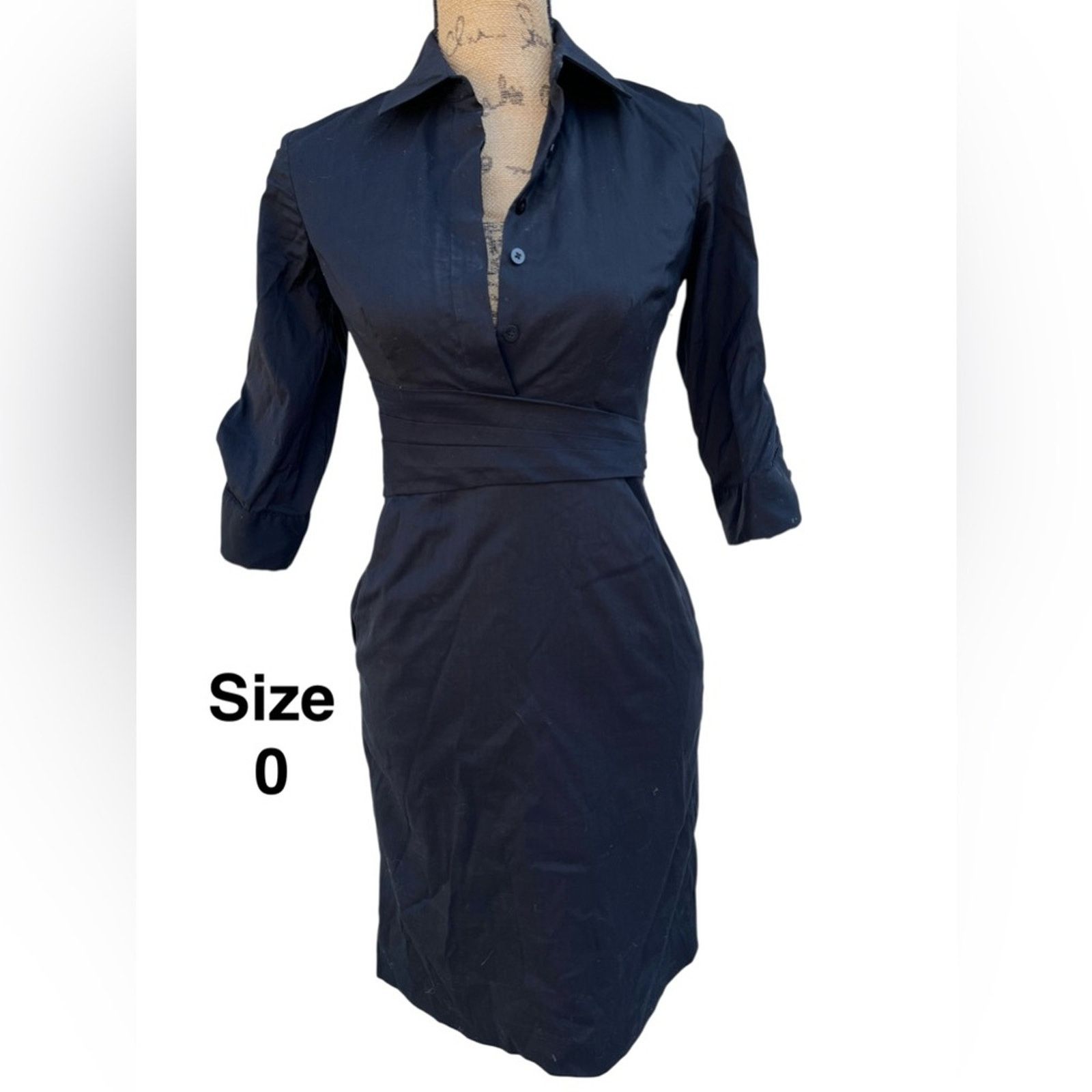 Ann Taylor Vintage Ann Taylor Classic Black Long Sleeve Dress Size XS / US 0-2 / IT 36-38 - 1 Thumbnail