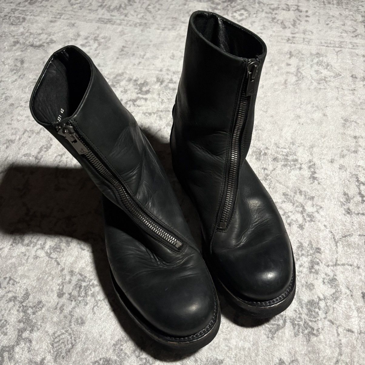 RIPVANWINKLE RIPVANWINKLE Spiral Zip Leather Creeper Boots Black | 40 Size US 9 / EU 42 - 2 Thumbnail