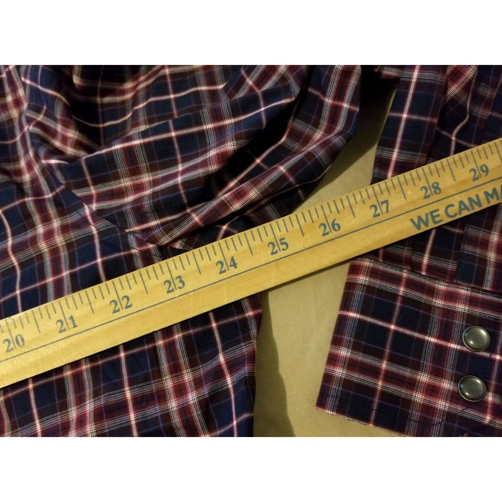 Banana Republic Banana Republic Shirt Mens XL Plaid Dress Slim Navy Button Cotton Size 46R - 7 Thumbnail