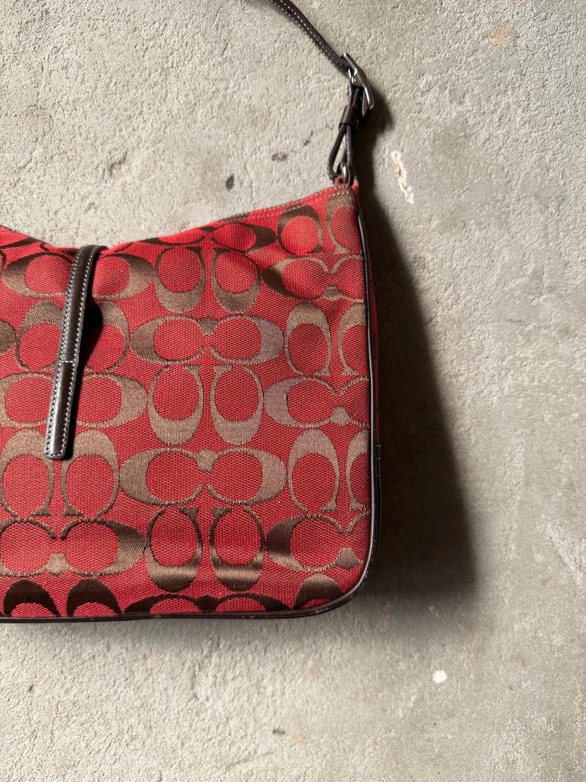 Coach Coach Hobo Signature Clip Canvas Handbag 'Red/Brown' Size ONE SIZE - 9 Thumbnail