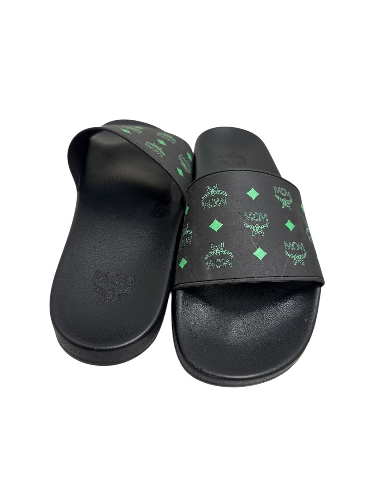 MCM MCM Monogram Print Rubber Slides Black Size US 9 / EU 42 - 4 Thumbnail