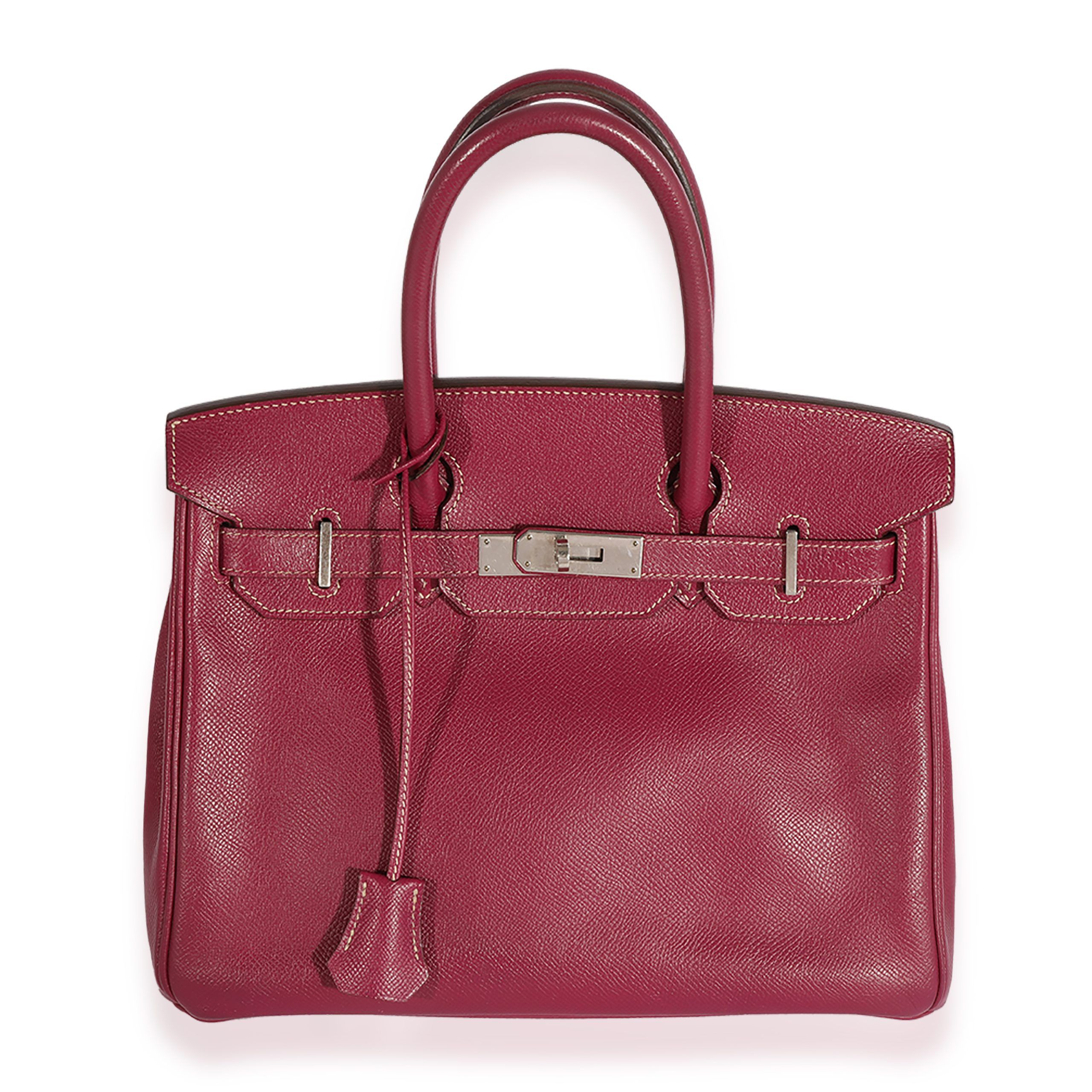 image of Hermes Verso Tosca & Rose Tyrien Epsom Birkin 30 Phw in Red, Women's