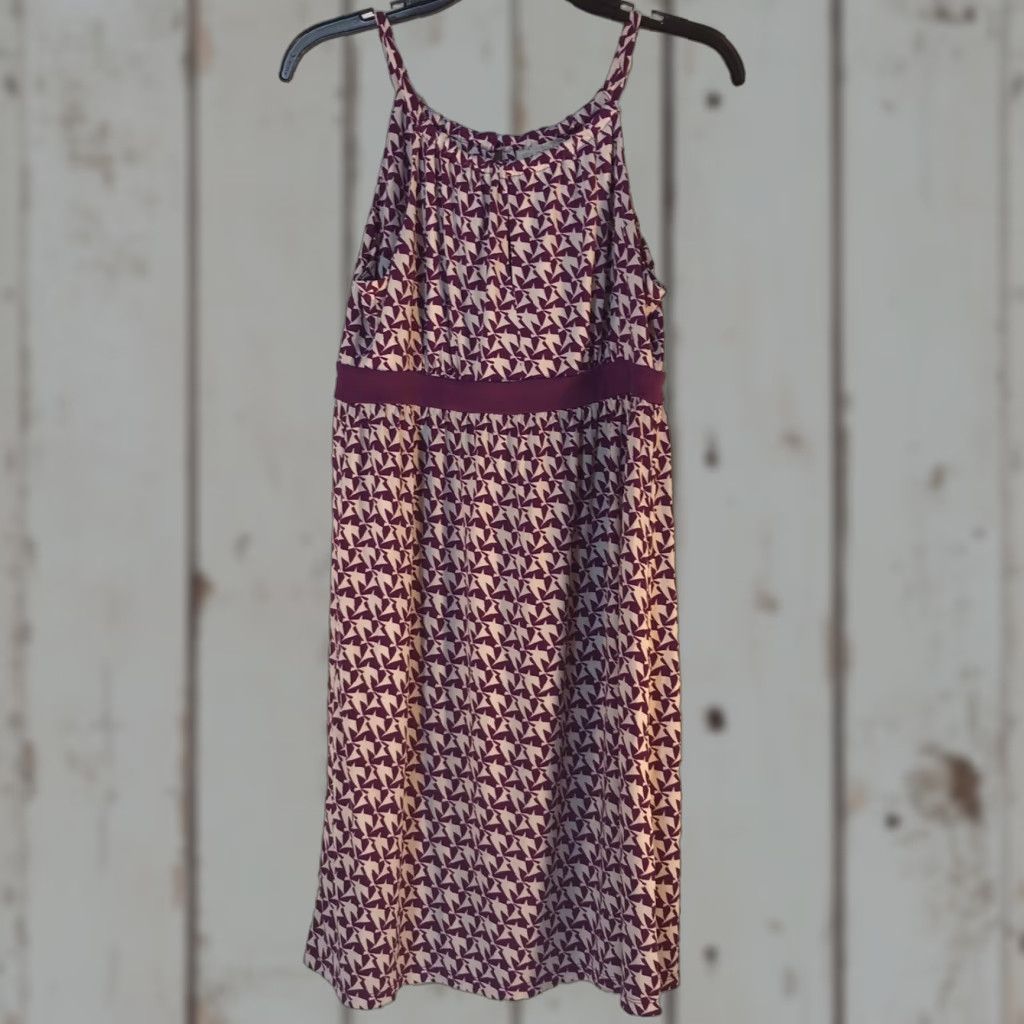 Loft LOFT Purple/White Strappy Halter Sundress Women Size S Knee-Length Geometric Size S / US 4 / IT 40 - 1 Thumbnail