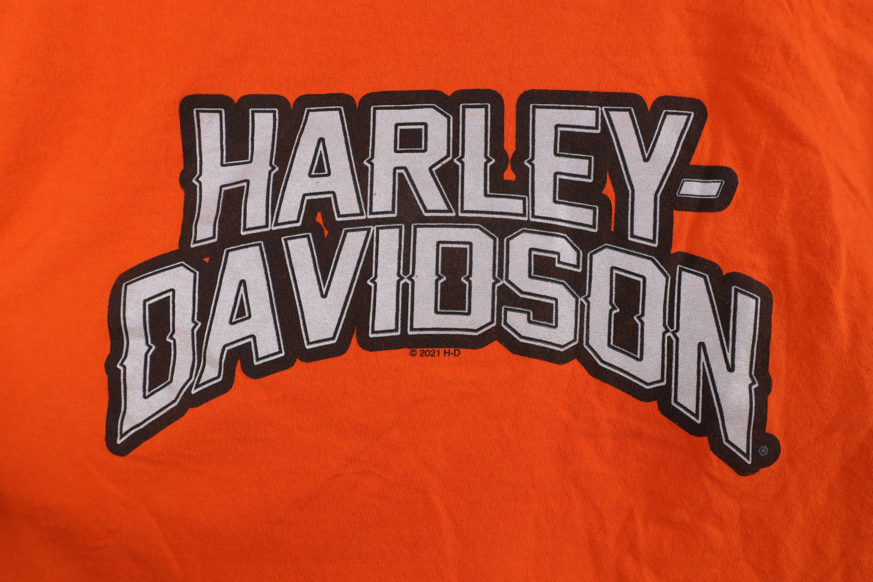 Harley Davidson × Vintage Y2K Harley Davidson Spell Out Long Sleeve T-Shirt Orange Size US XL / EU 56 / 4 - 5 Thumbnail