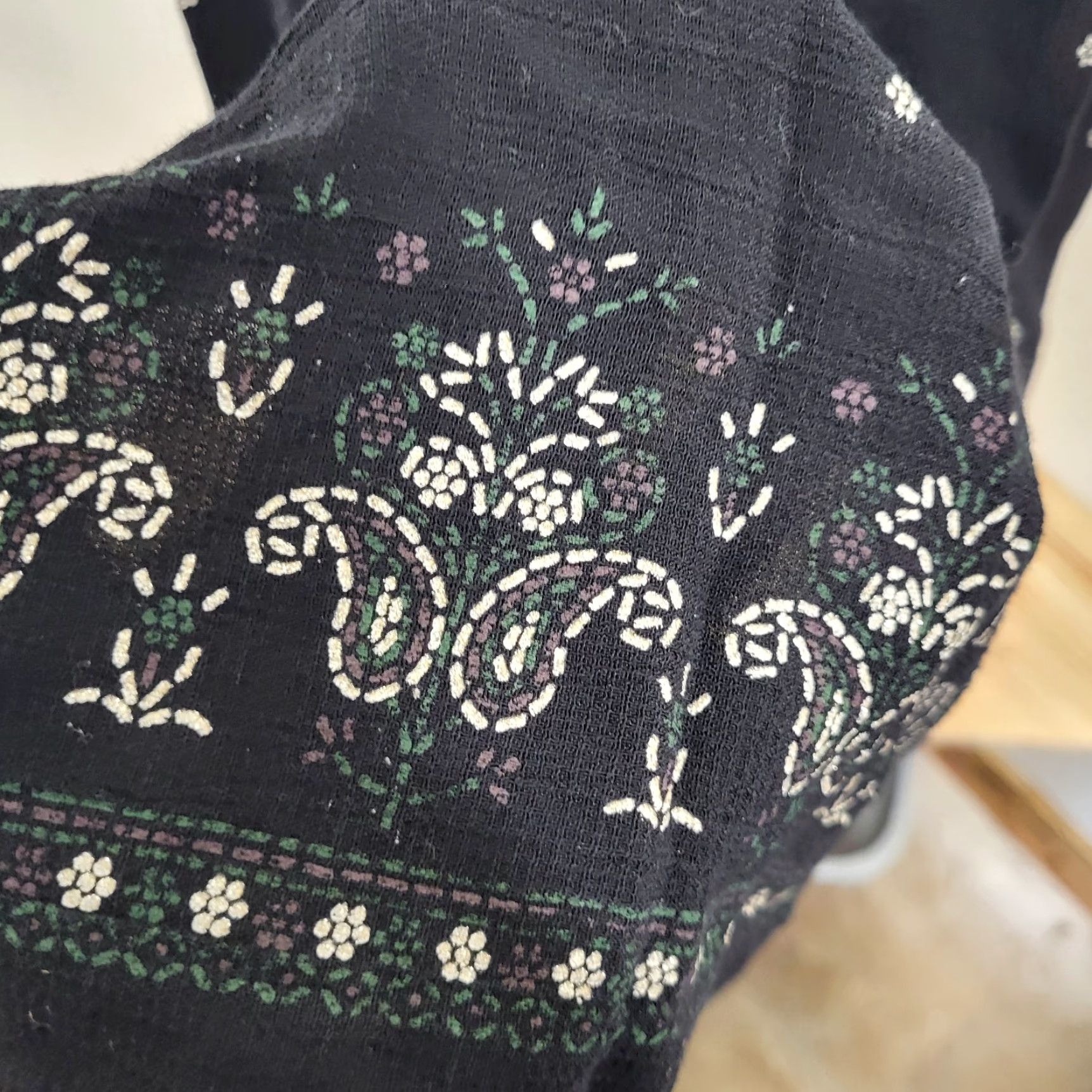 Vintage VINTAGE S. L. Fashion Dress Womens Size 14 Black Maxi Shift Zippered Back Paisley Floral Size XL / US 12-14 / IT 48-50 - 4 Thumbnail