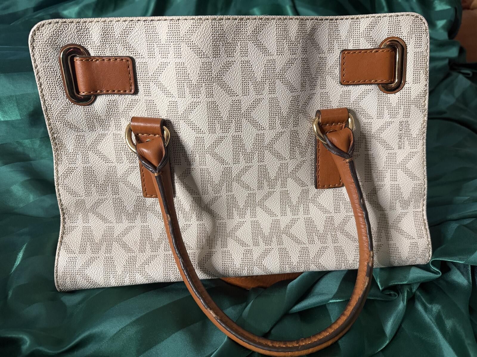 Michael Kors Michael Kors Signature MK Logo Tan Leather Tote Bag Size ONE SIZE - 4 Thumbnail
