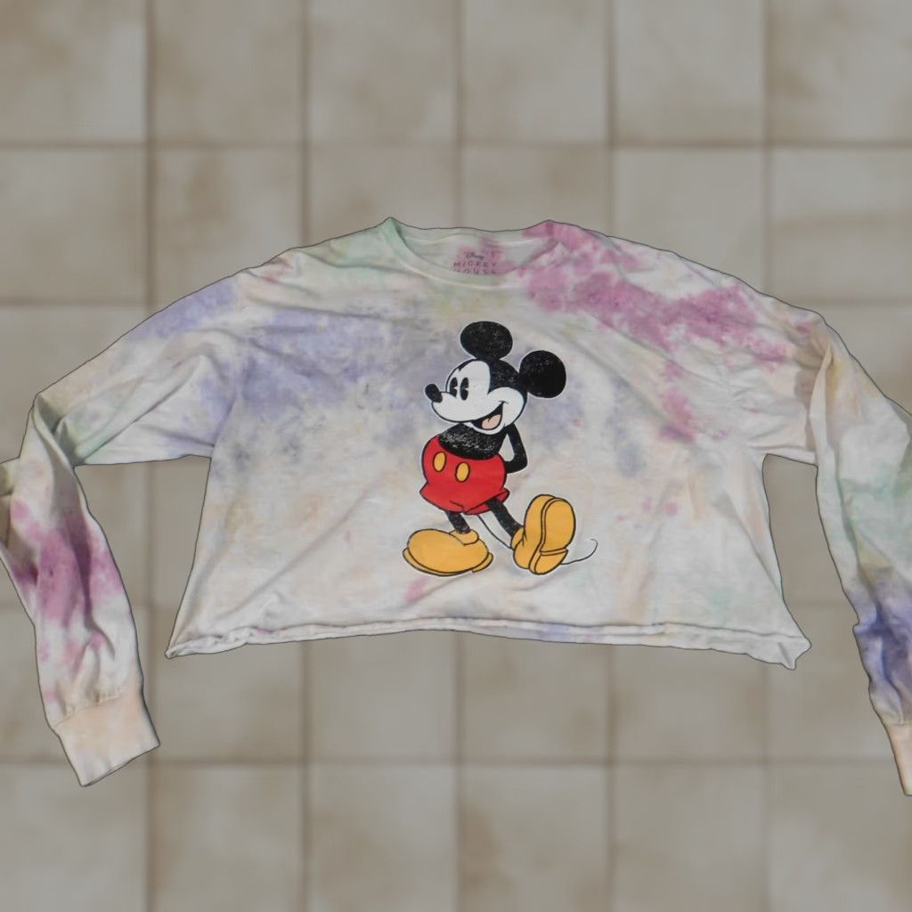 Disney Mickey Mouse Disney Shirt XL Blue Tie-Dye Long Sleeve Crew Neck Womens Regular T-Shirt Casual Size XL / US 12-14 / IT 48-50 - 1 Thumbnail