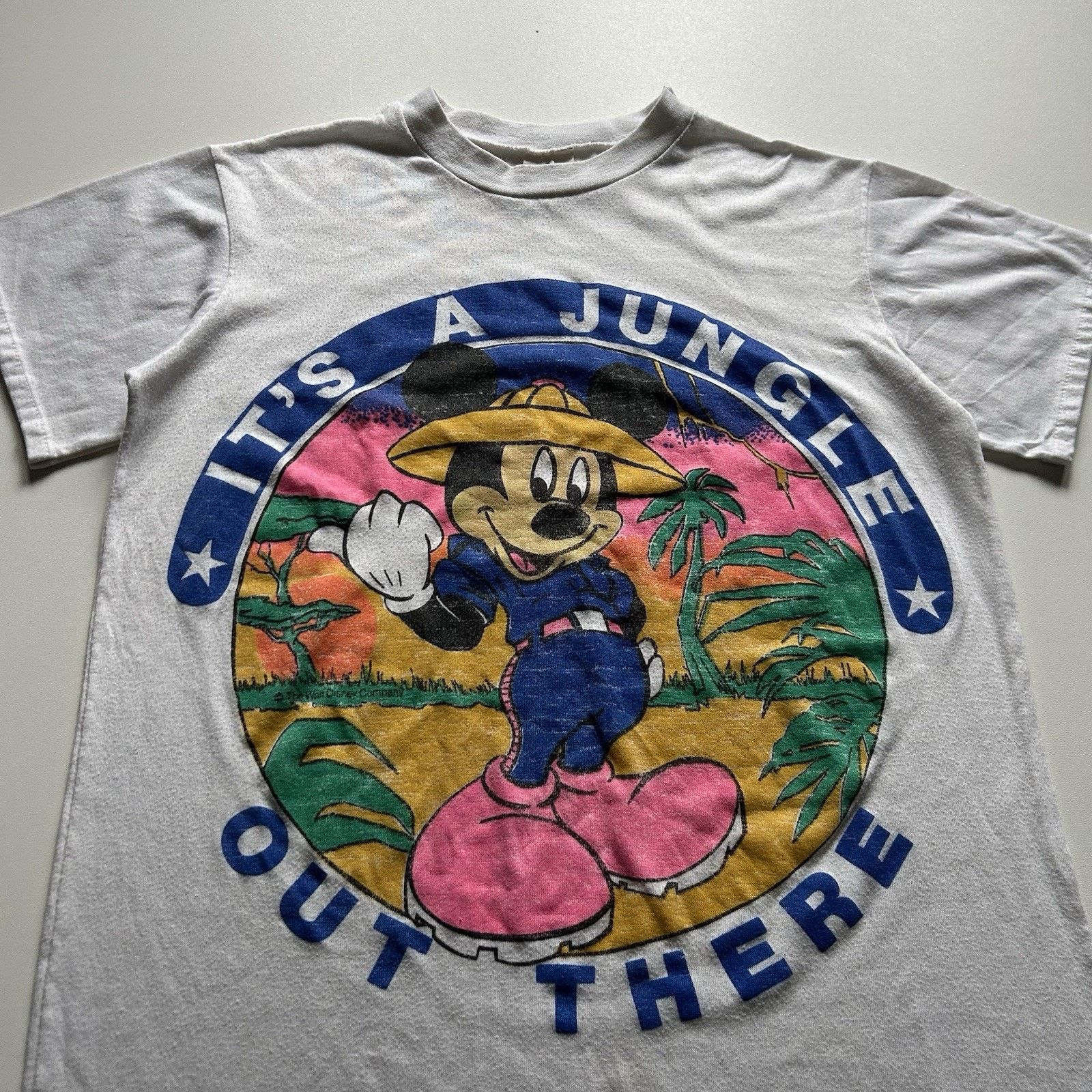 Disney Vintage Mickey Mouse T Shirt XS 80s Disney Jungle Art Rare Size US XS / EU 42 / 0 - 2 Thumbnail
