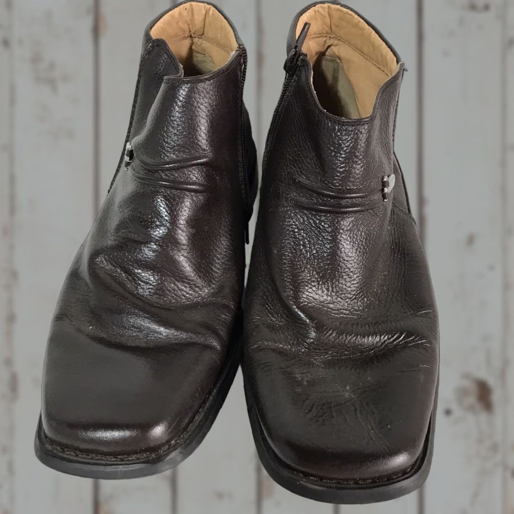 Vintage LA Milano Italy Collection Brown Leather Side Zip Dressy Ankle Boots Men’s Size 8.5 Size US 9 / EU 42 - 1 Thumbnail