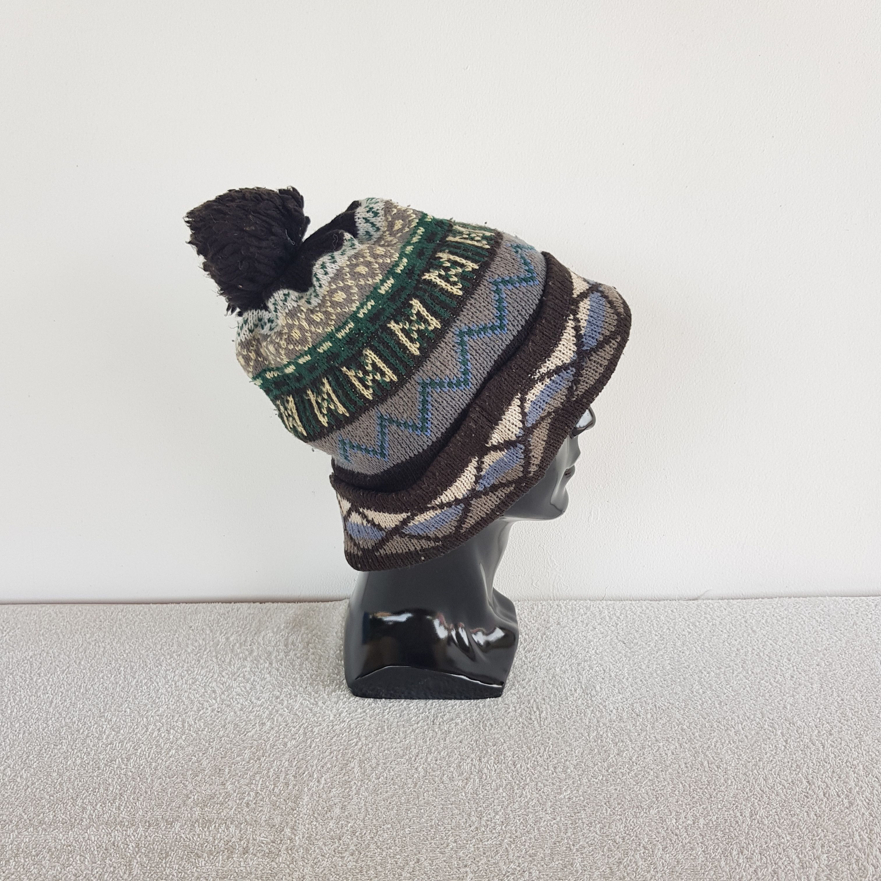 Other Vintage Pattern Beanie Fair Isle Ribbed Knit Snow Caps Hats Size ONE SIZE - 3 Thumbnail