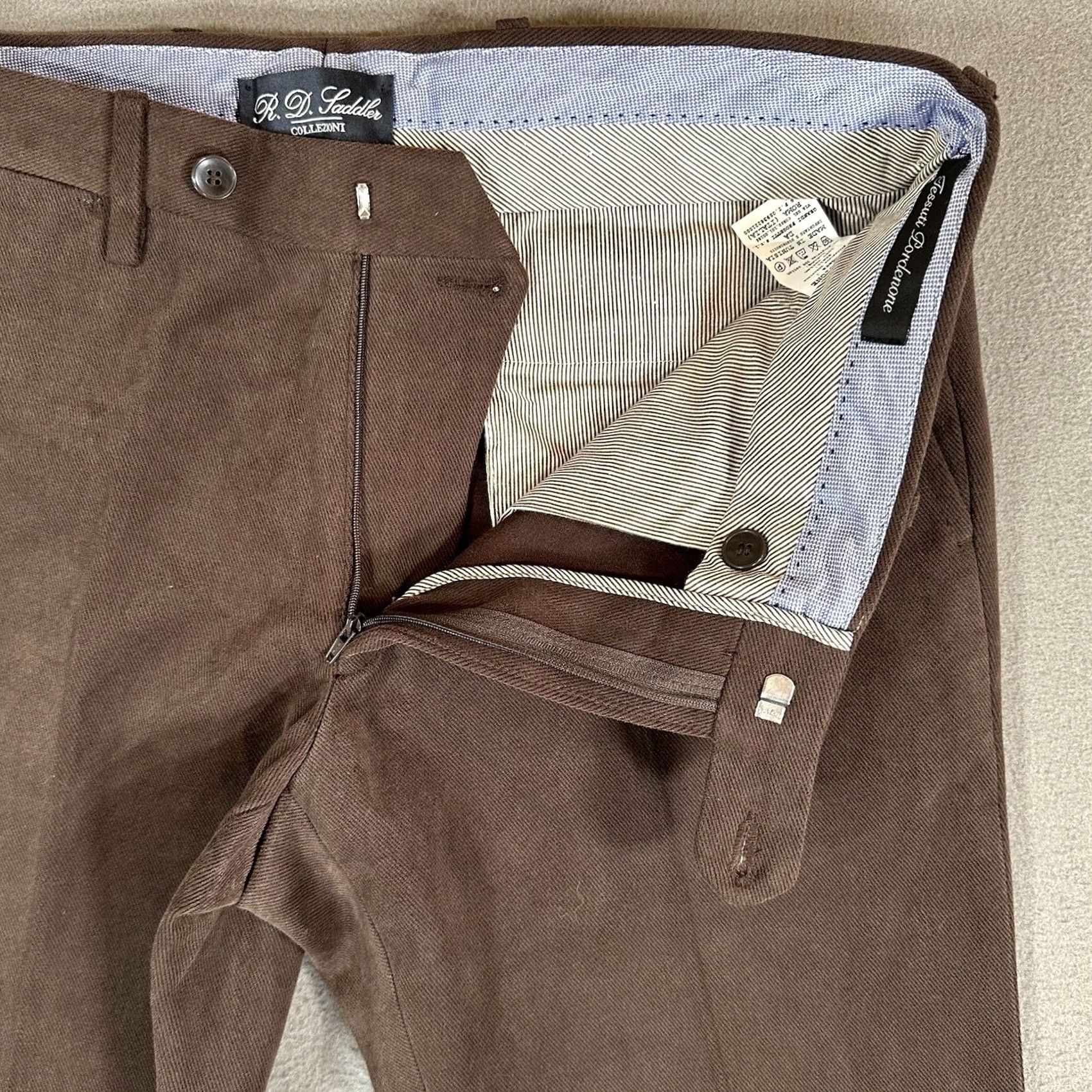 Vintage David Saddler Dress Pants Mens 50 Brown Chino Flat Front Straight Leg Dress Pants Regular 35x35 Wool Cotton Fall Spring Summer Winter Vintage No Size US 34 / EU 50 - 6 Thumbnail