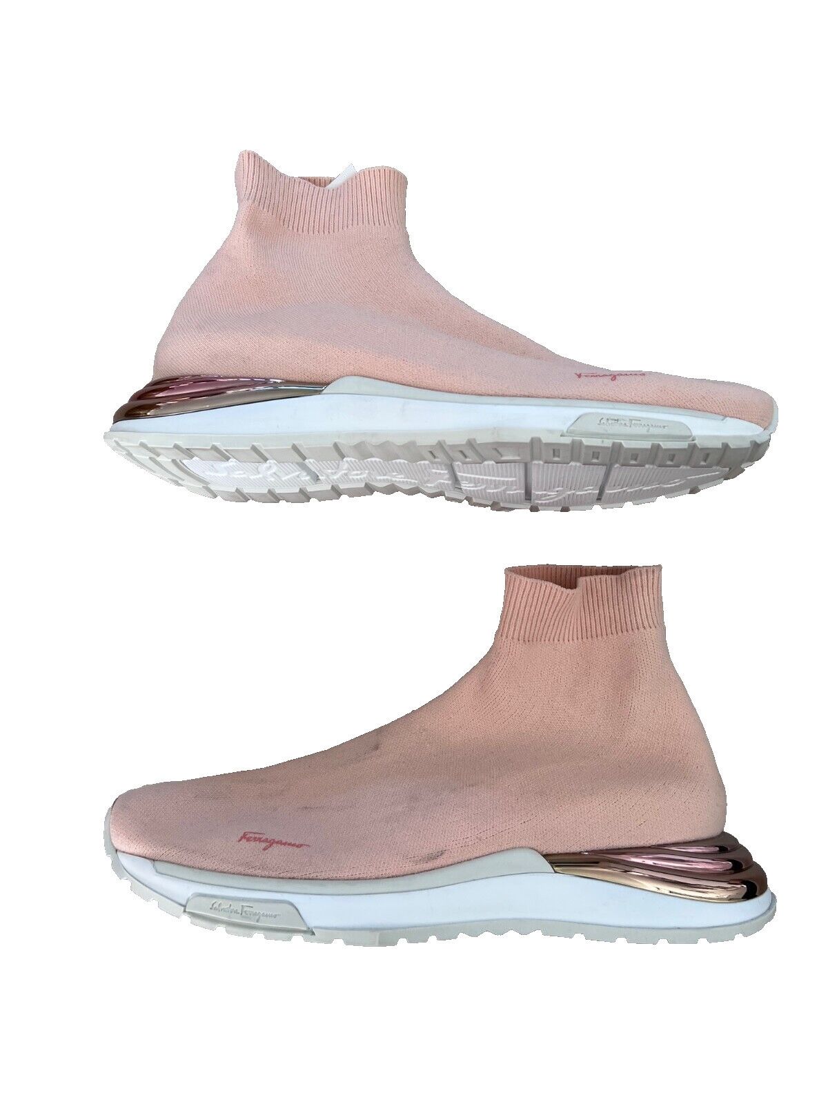 Salvatore Ferragamo Salvatore Ferragamo Ninette Knit Sock Metallic Sneaker ( 9 ) Size US 9 / IT 39 - 5 Thumbnail