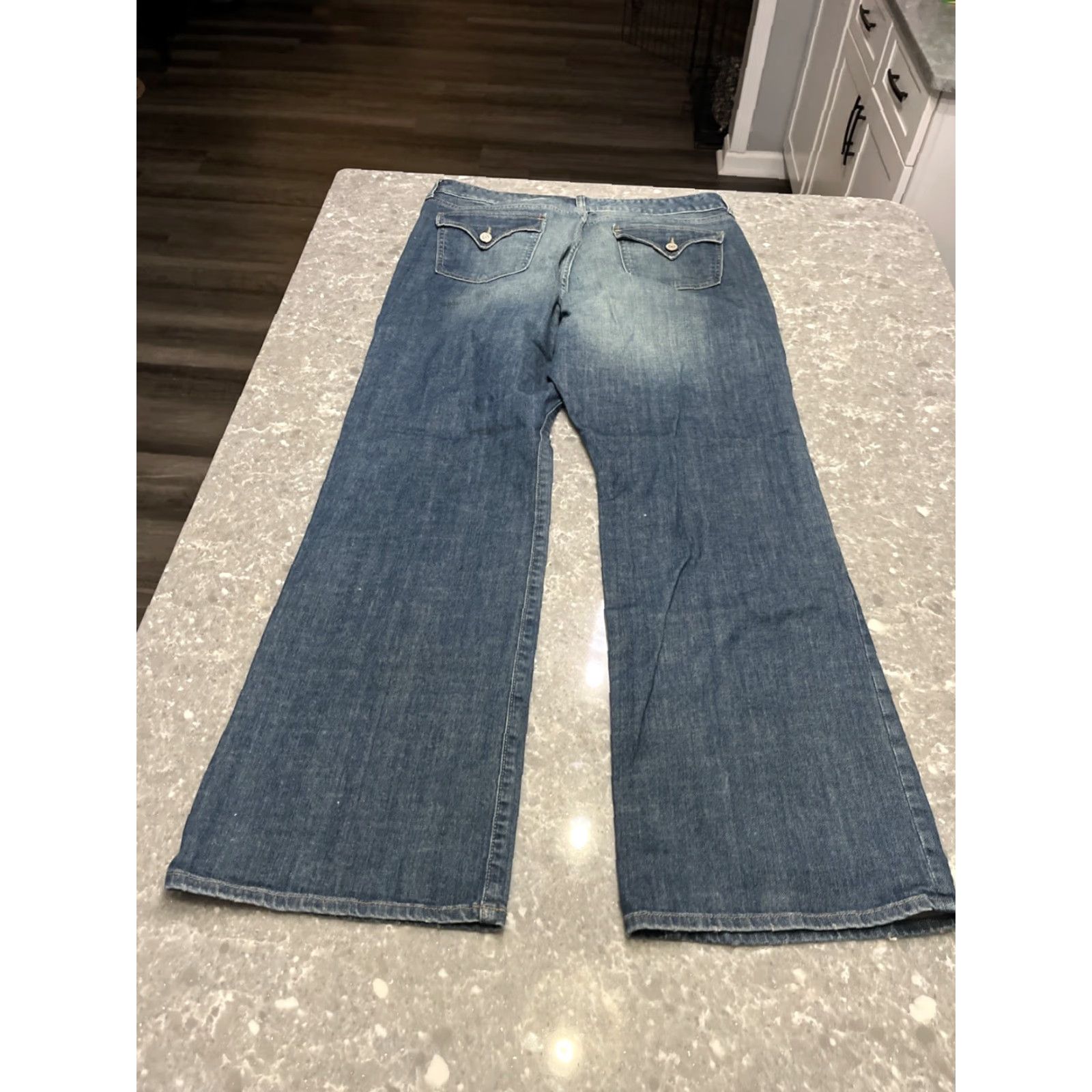Gap Gap Jeans Women 18 Blue Denim 5-Pocket High Rise Flare Medium Wash Stretch Regular California? Size 40" / US 18 - 8 Thumbnail