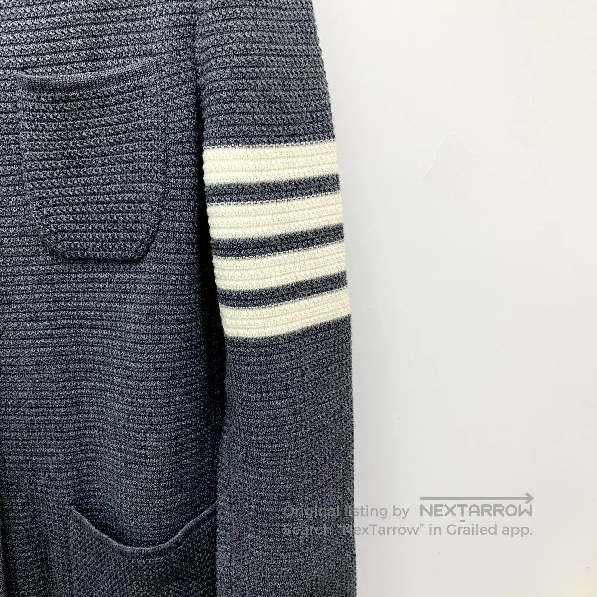 Thom Browne Thom Browne Dark gray classic four-stripe wool stand colla Size XS / US 0-2 / IT 36-38 - 4 Thumbnail