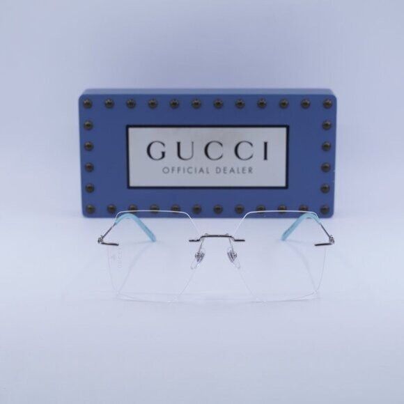 Gucci Gucci GG0683O 002 Eyeglasses Silver 55mm Square Frame Size ONE SIZE - 2 Thumbnail