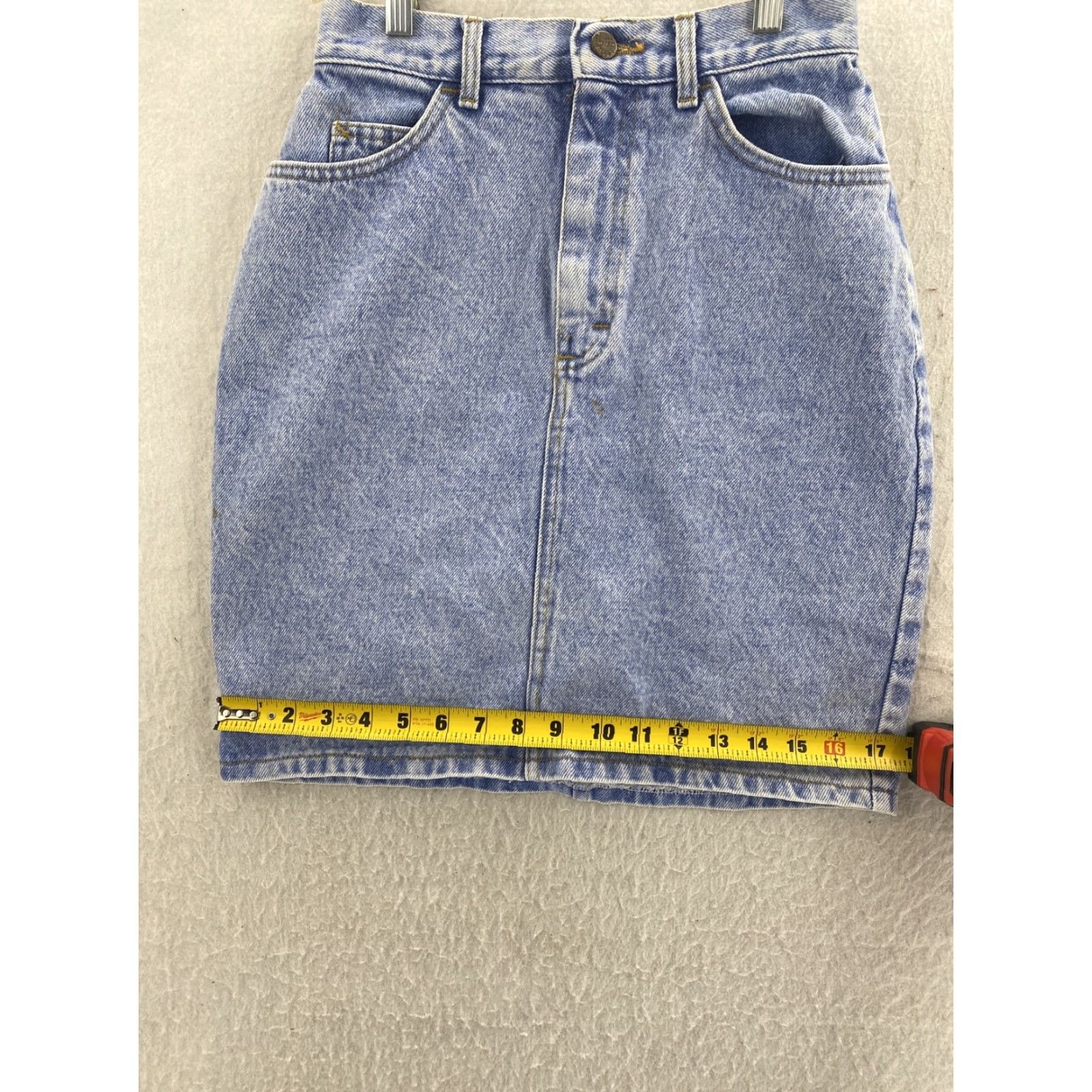 Lee Vtg 1990s Lee Riders Skirt Womens 7 High Rise Mom Denim Blue 25 X 19 Size 28" / US 6 / IT 42 - 4 Thumbnail
