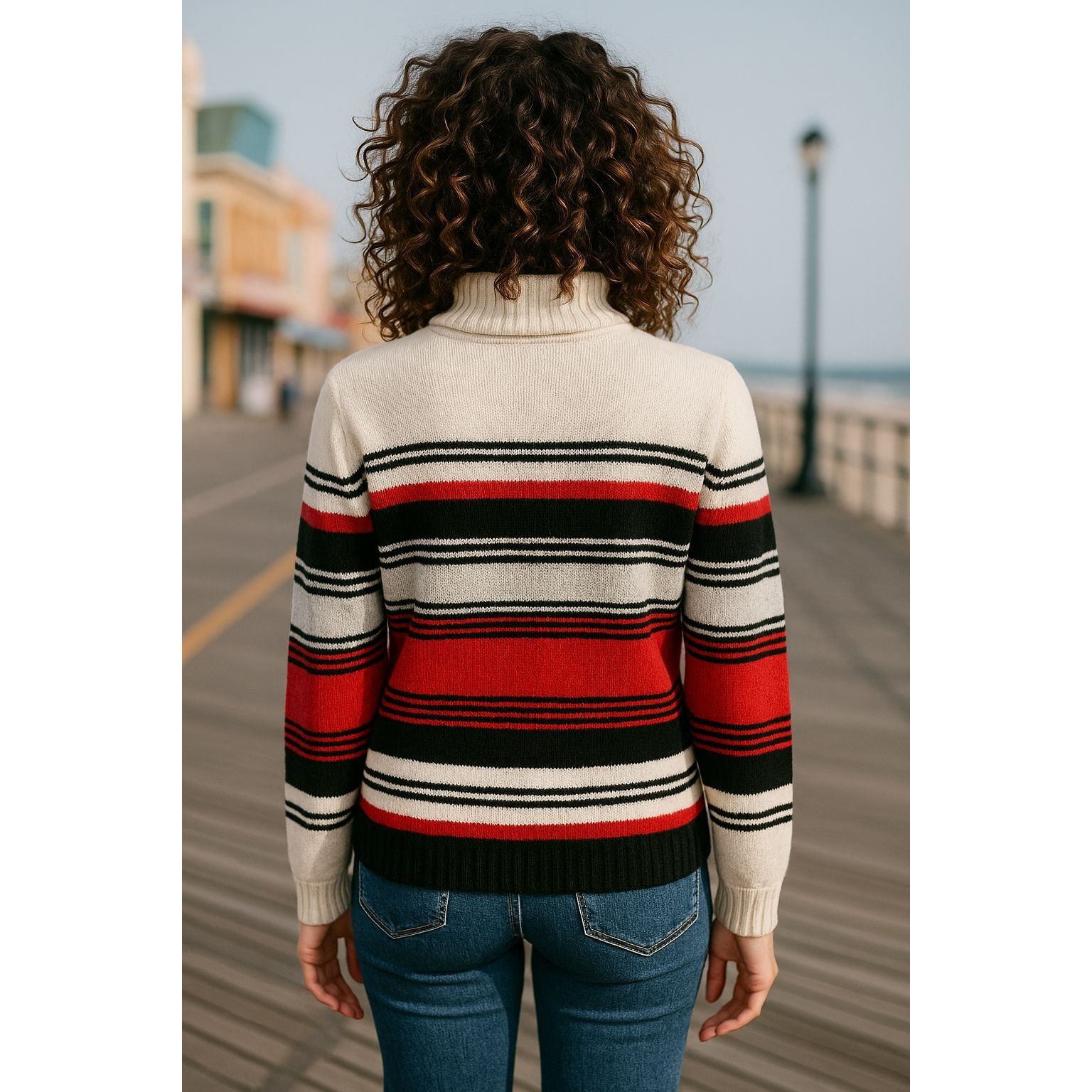Other Alfred Dunner Large Red Black Striped Chenille Pullover Cozy Size L / US 10 / IT 46 - 4 Thumbnail